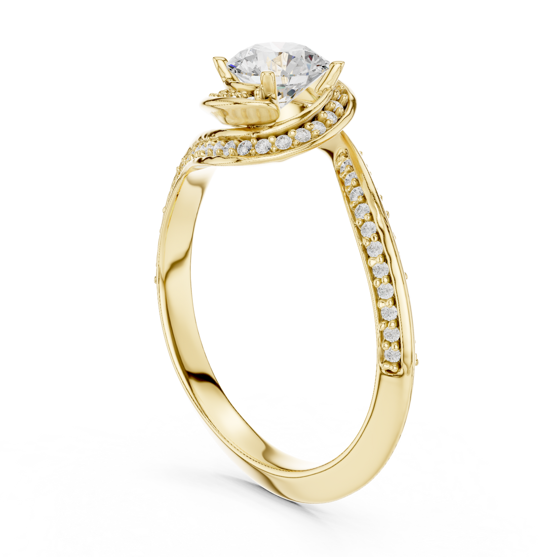 Twisted Pave Diamond Engagement Ring