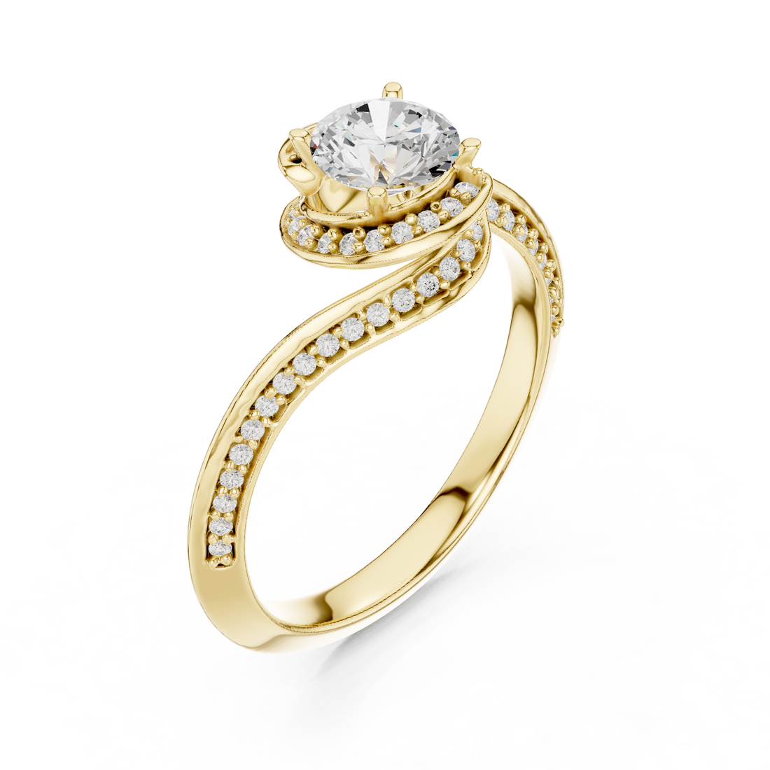 Twisted Pave Diamond Engagement Ring