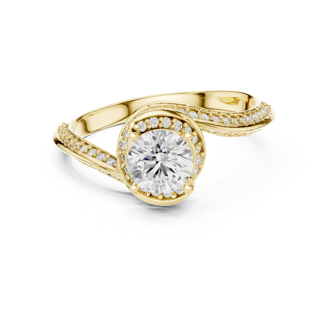 Twisted Pave Diamond Engagement Ring