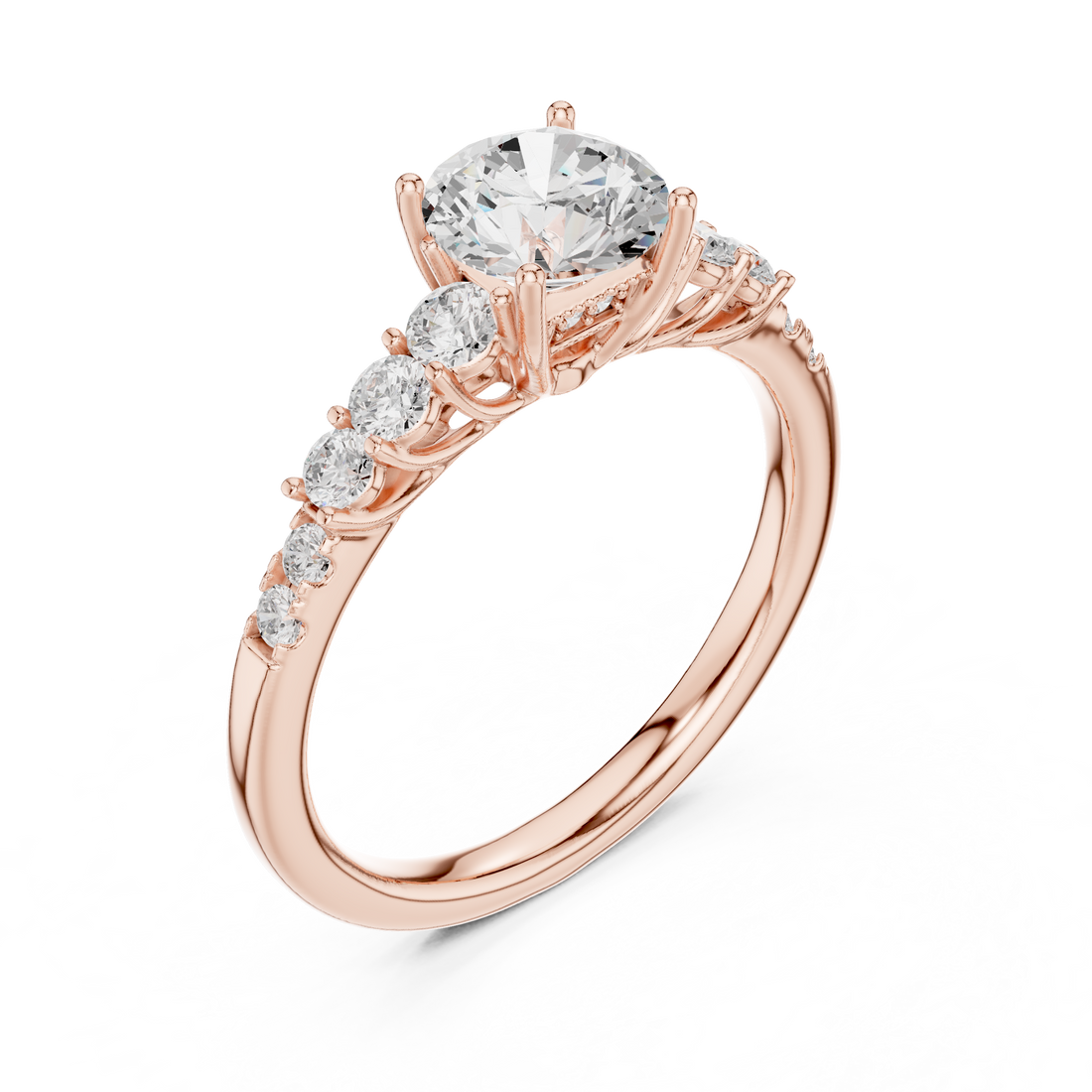 Three-Stone Diamond Engagement Ring with Pavé Band