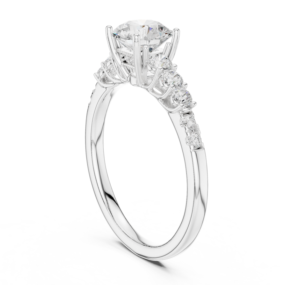 Three-Stone Diamond Engagement Ring with Pavé Band