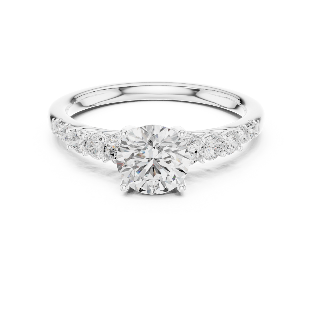 Three-Stone Diamond Engagement Ring with Pavé Band