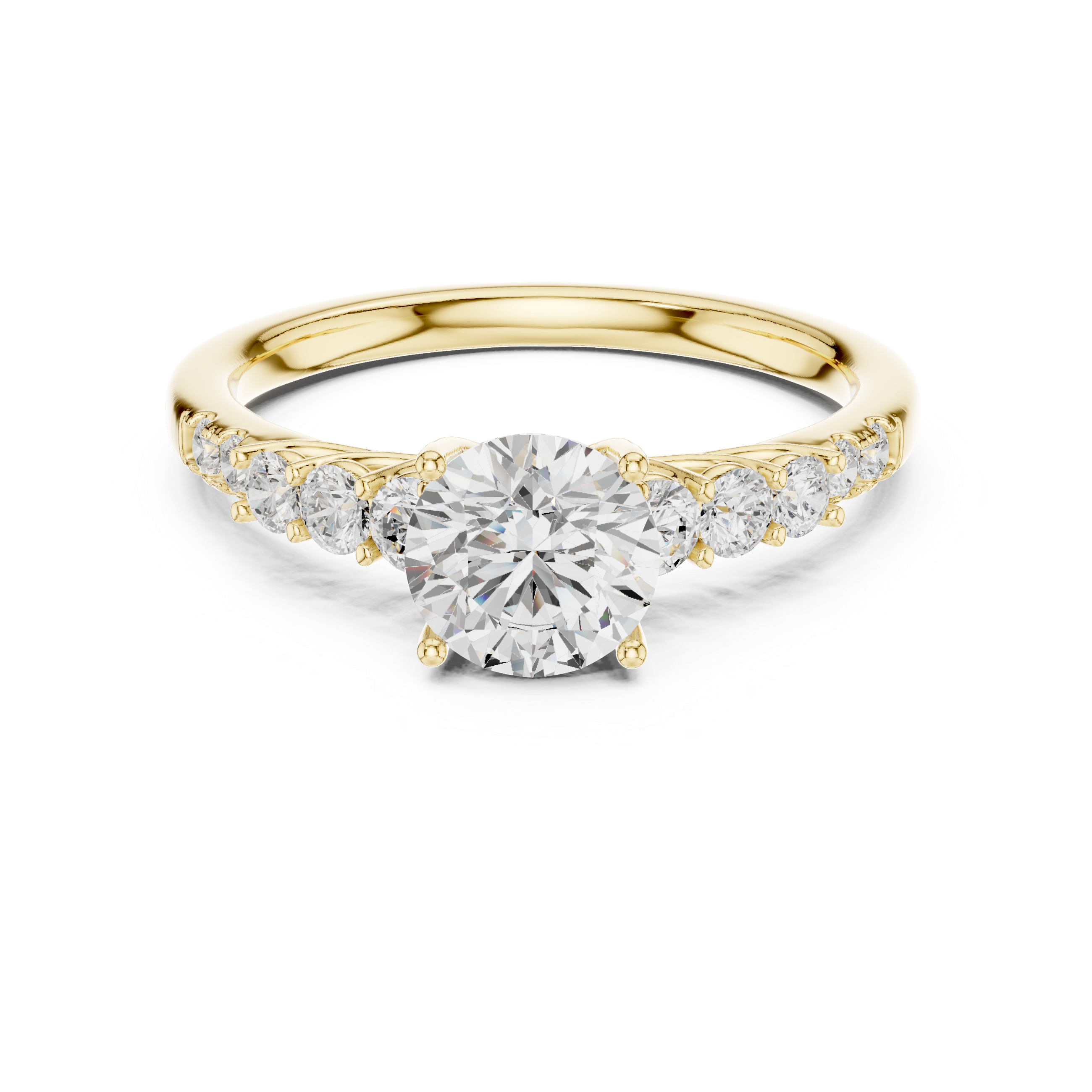 Three-Stone Diamond Engagement Ring with Pavé Band