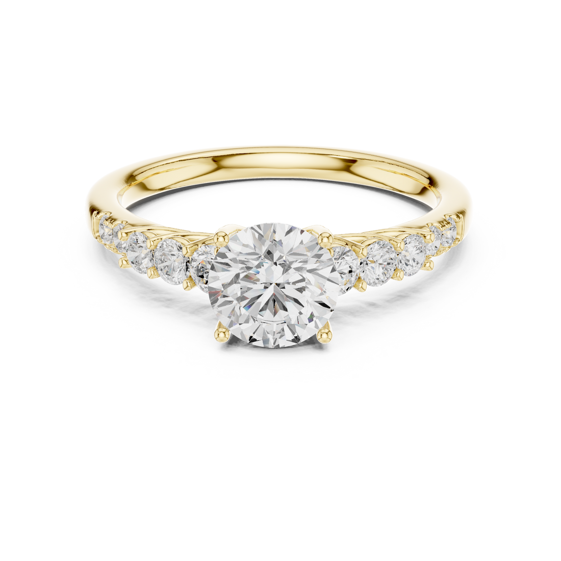 Three-Stone Diamond Engagement Ring with Pavé Band