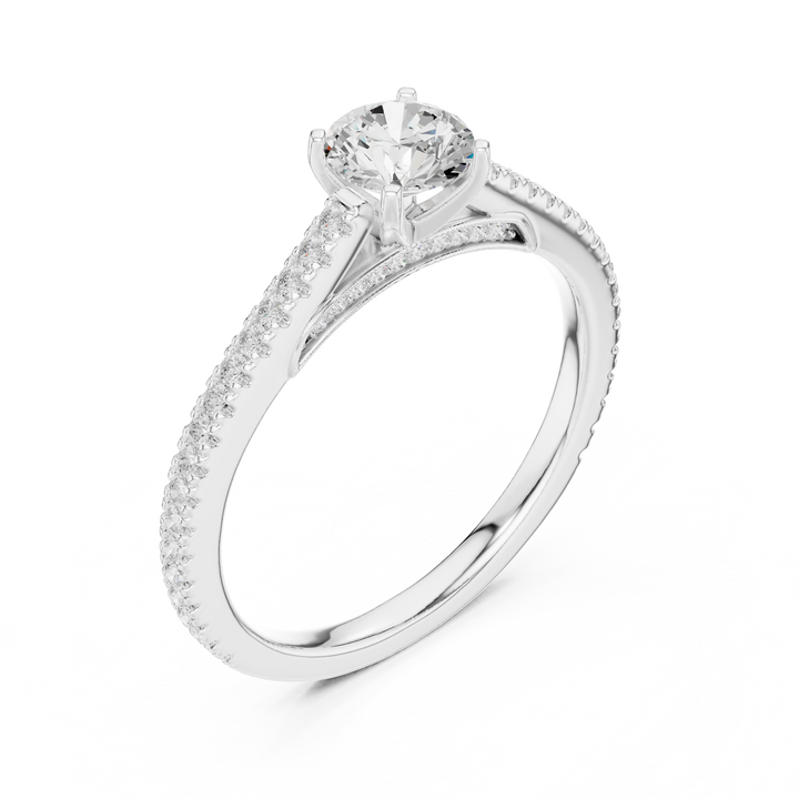 Diamond Solitaire Engagement Ring with Pavé Accents