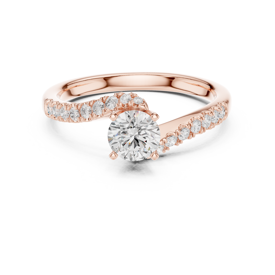 Pavé Diamond Solitaire Engagement Ring