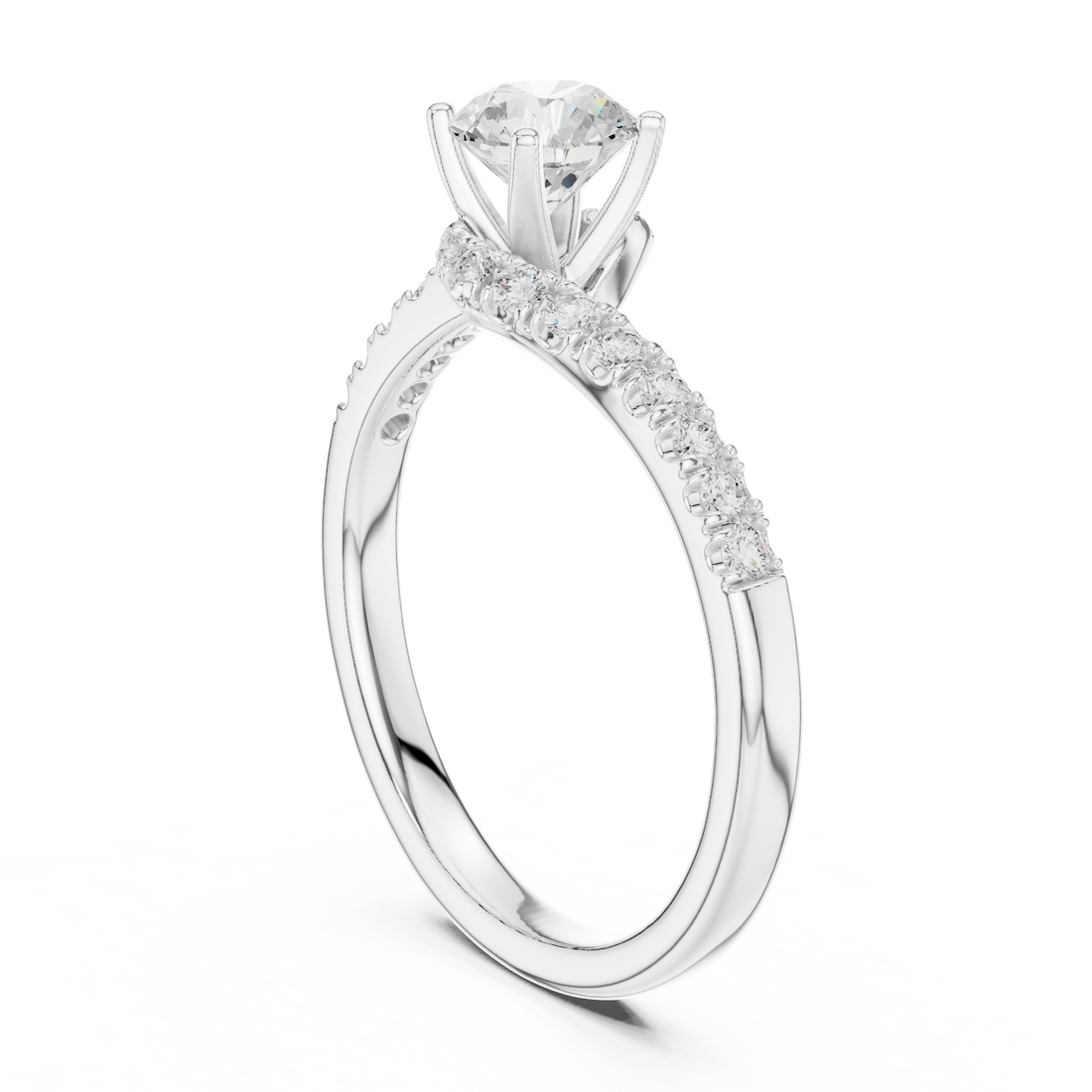 Pavé Diamond Solitaire Engagement Ring