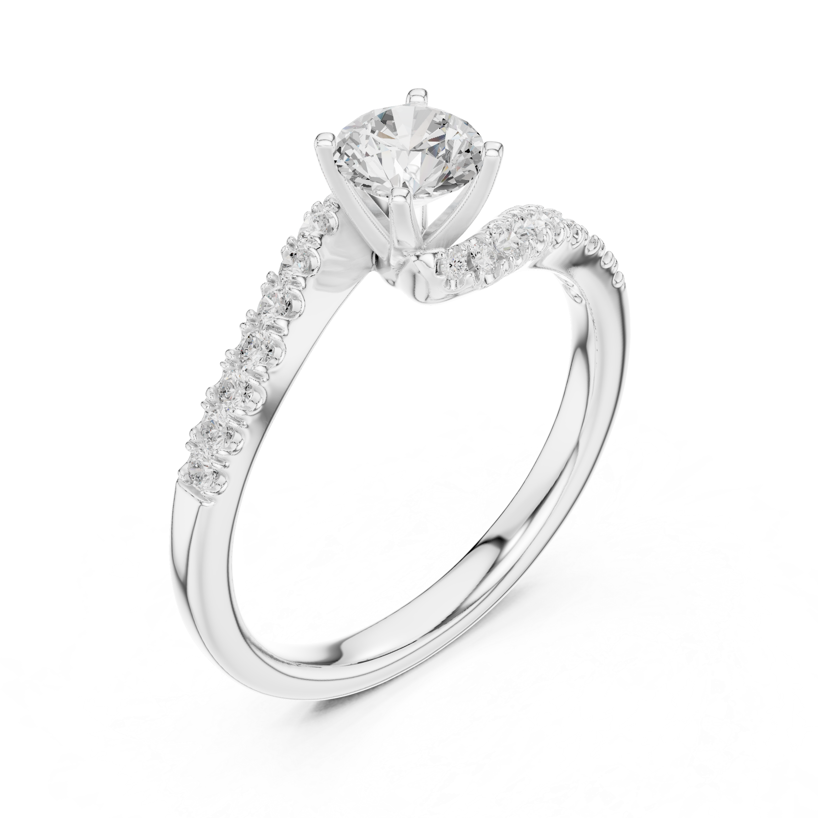 Pavé Diamond Solitaire Engagement Ring