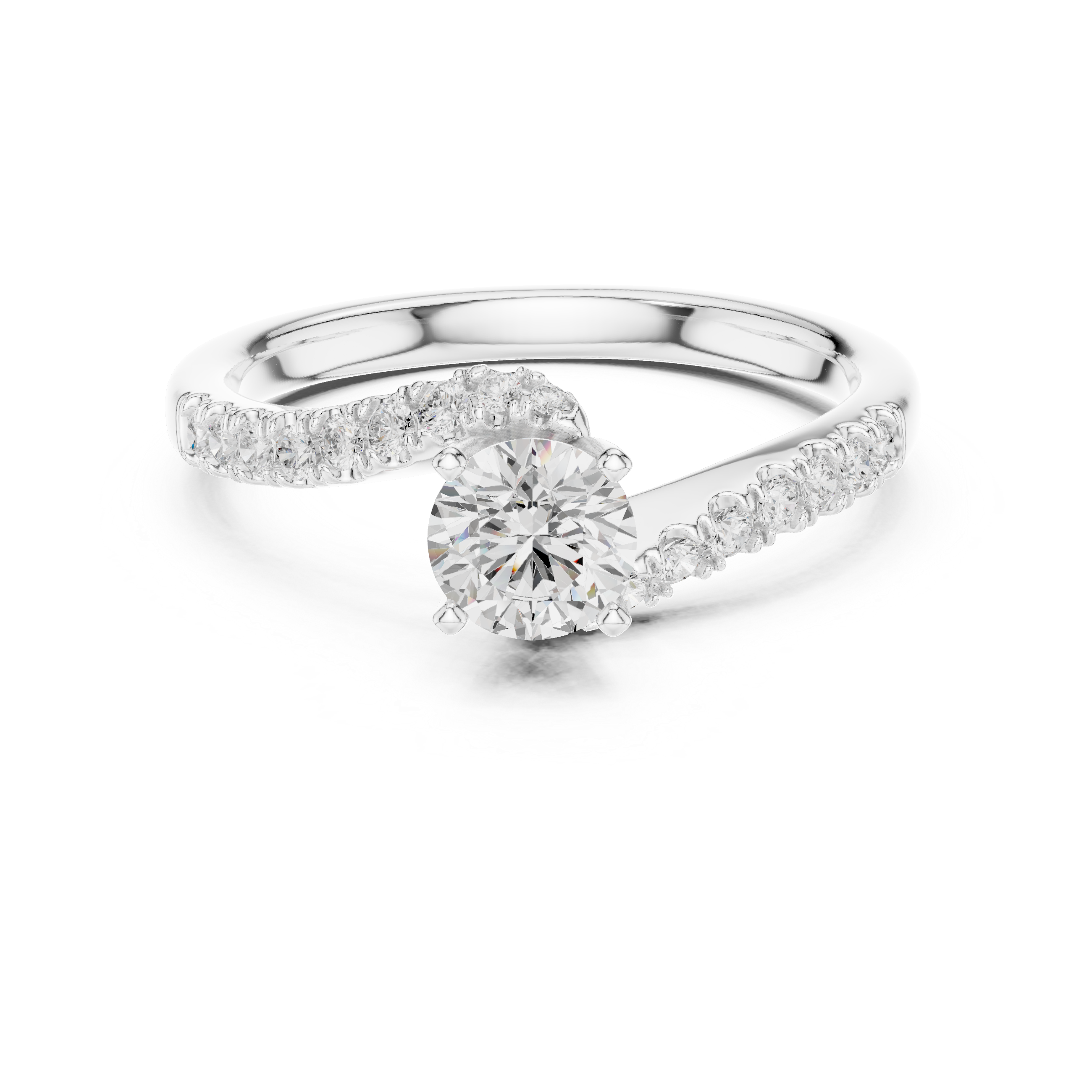 Pavé Diamond Solitaire Engagement Ring