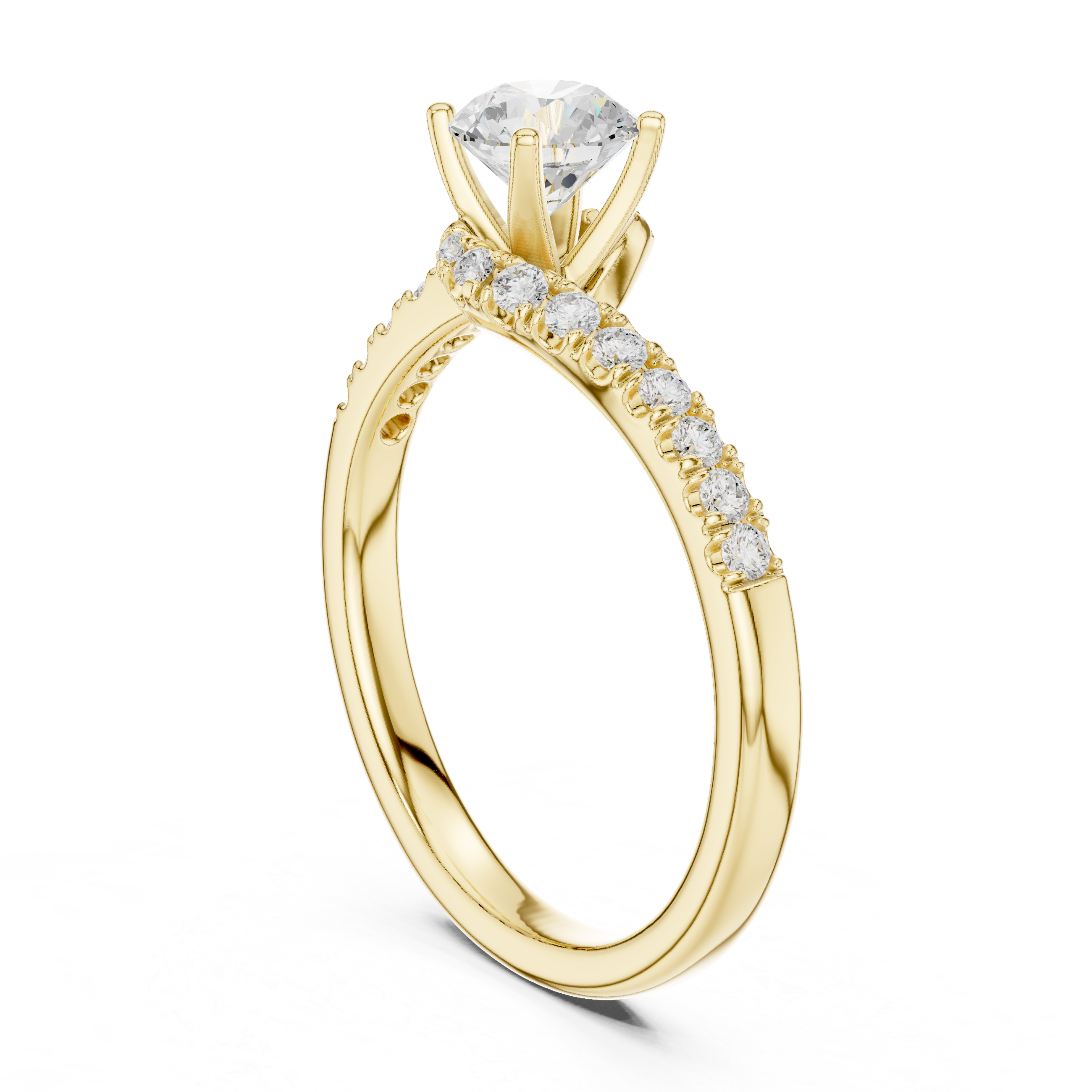 Pavé Diamond Solitaire Engagement Ring