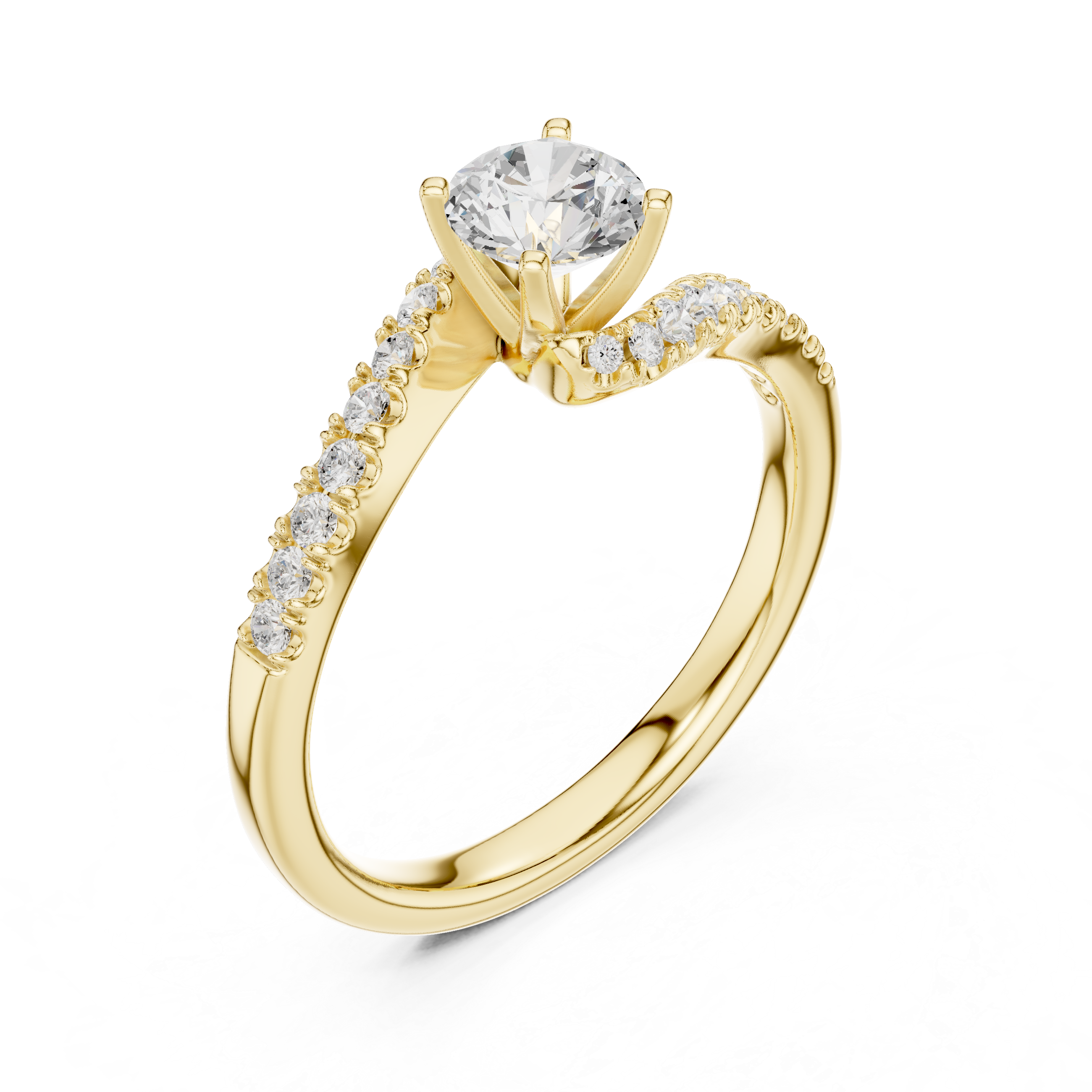 Pavé Diamond Solitaire Engagement Ring