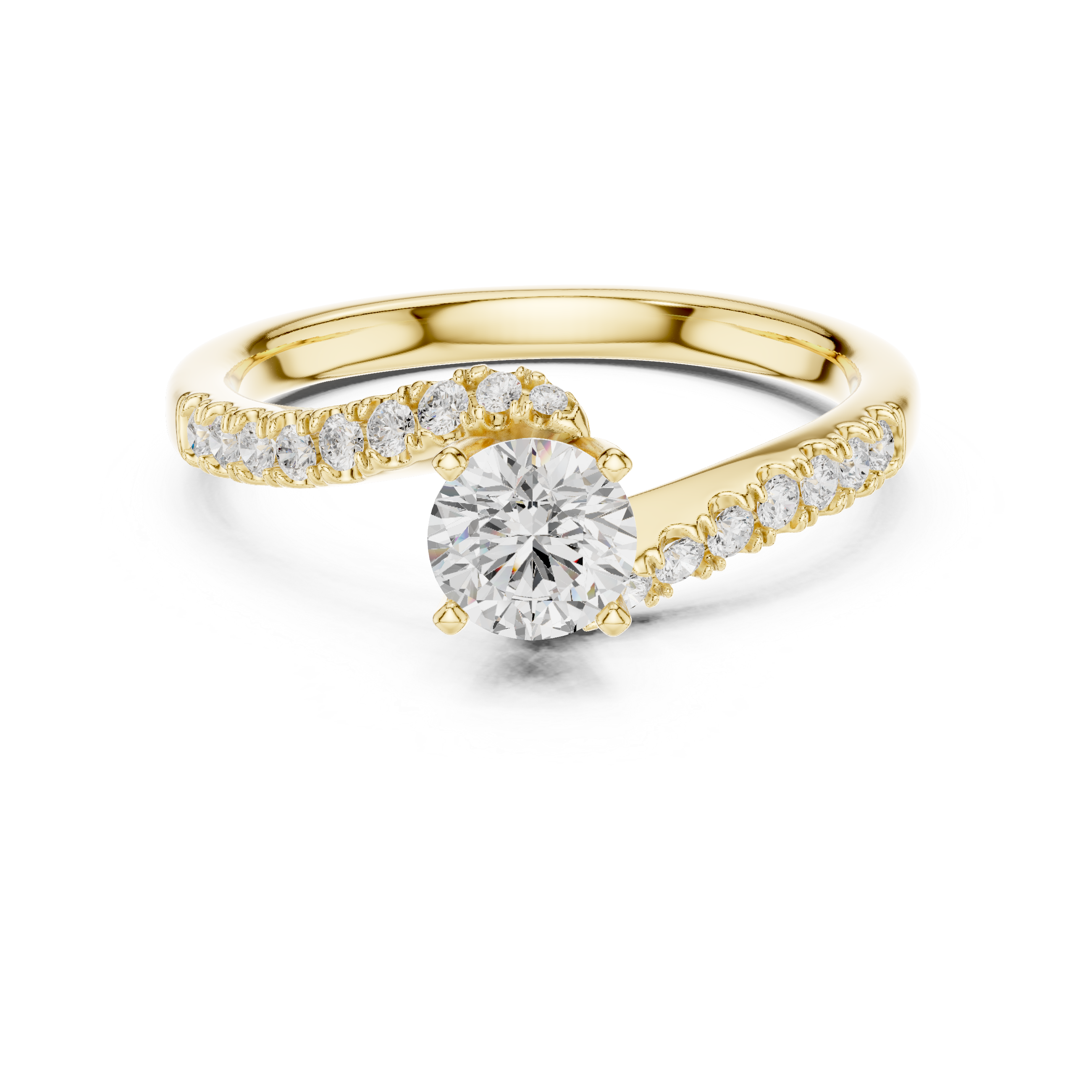 Pavé Diamond Solitaire Engagement Ring