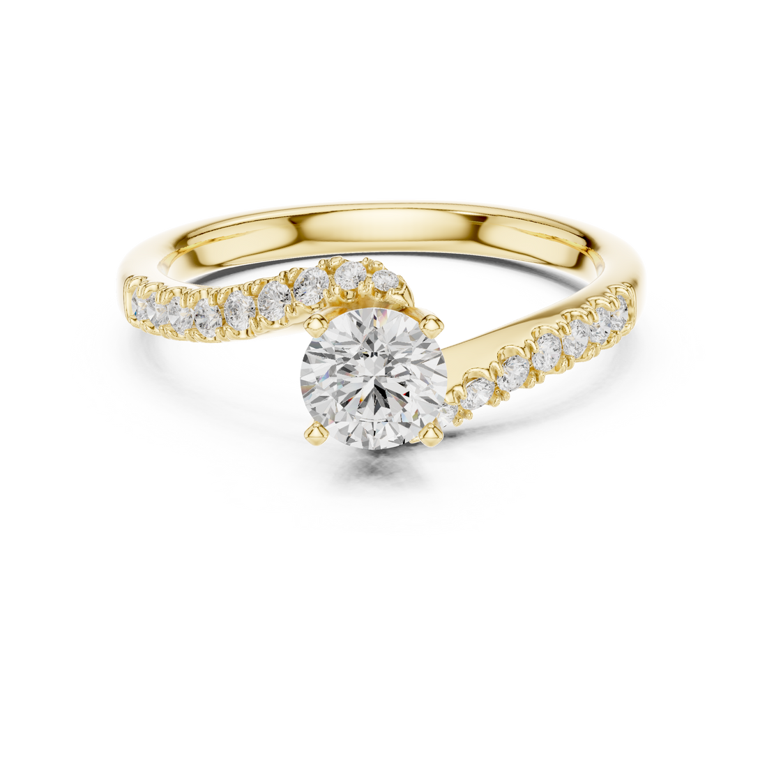 Pavé Diamond Solitaire Engagement Ring