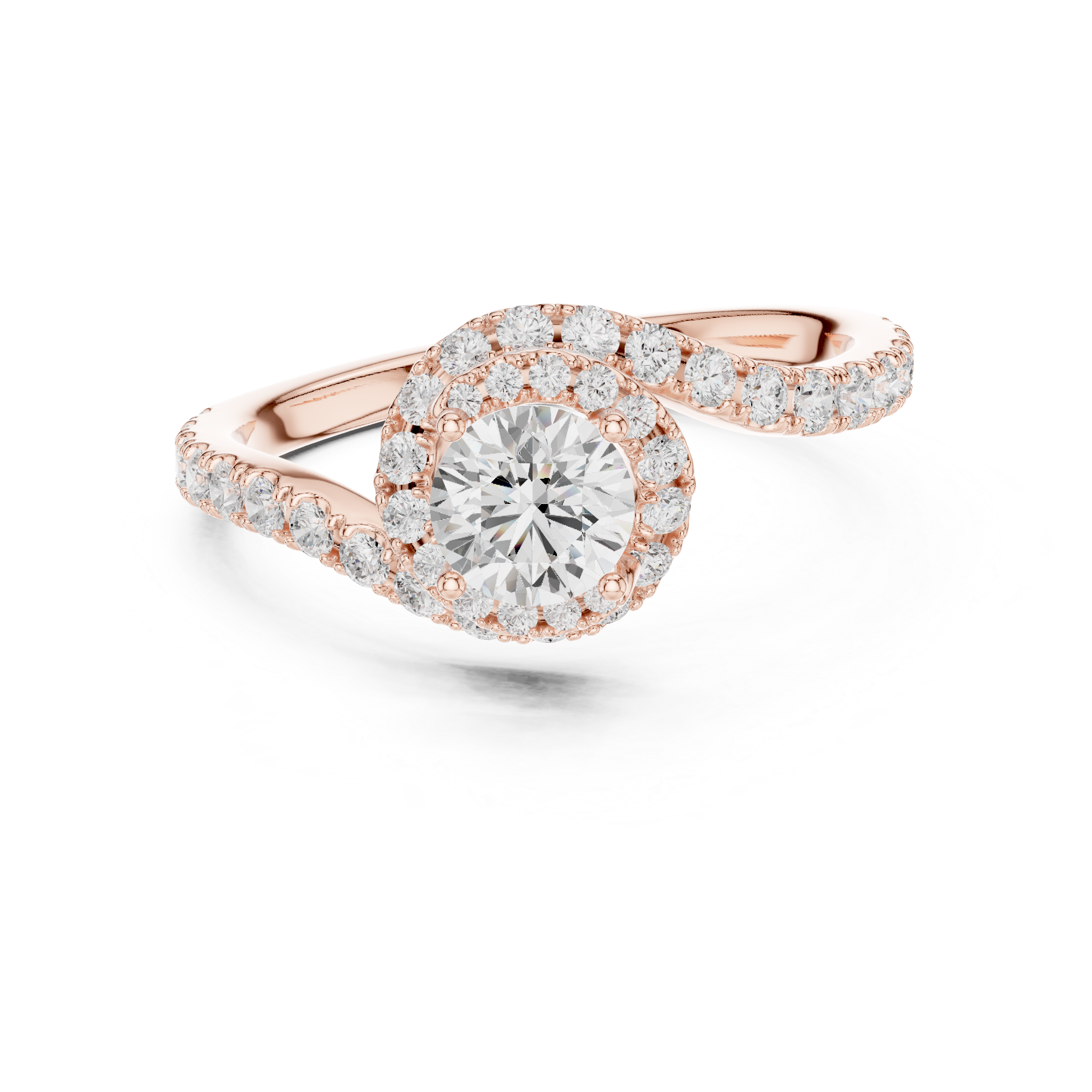 Swirl Pavé Diamond Solitaire Engagement Ring