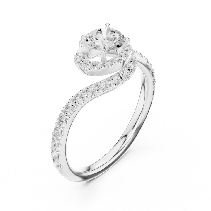Swirl Pavé Diamond Solitaire Engagement Ring