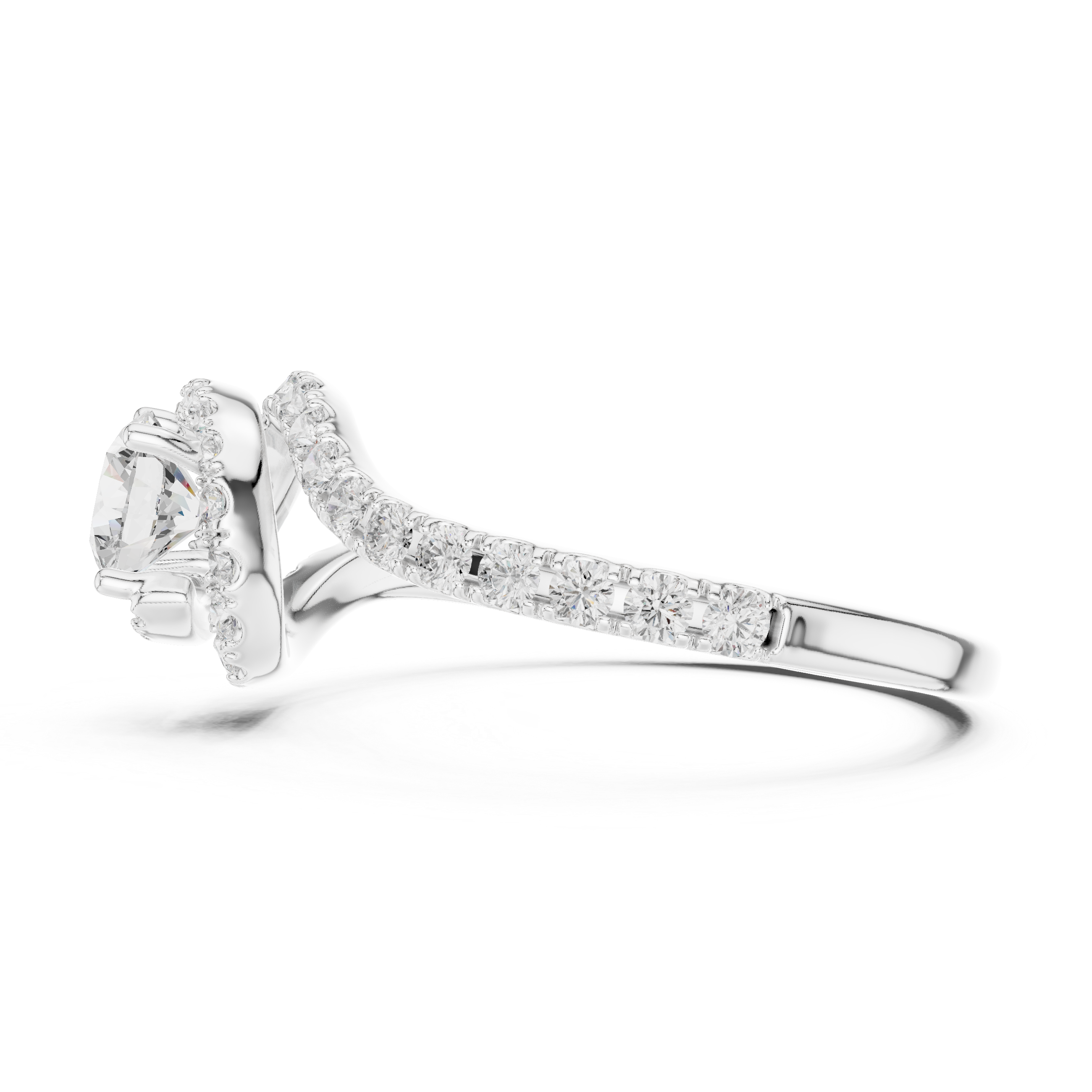 Swirl Pavé Diamond Solitaire Engagement Ring