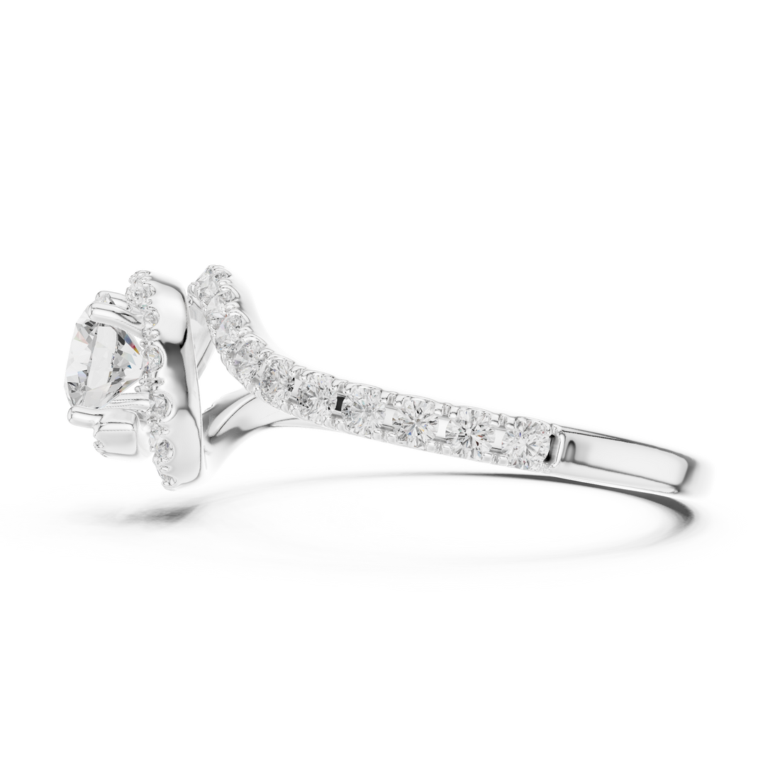 Swirl Pavé Diamond Solitaire Engagement Ring