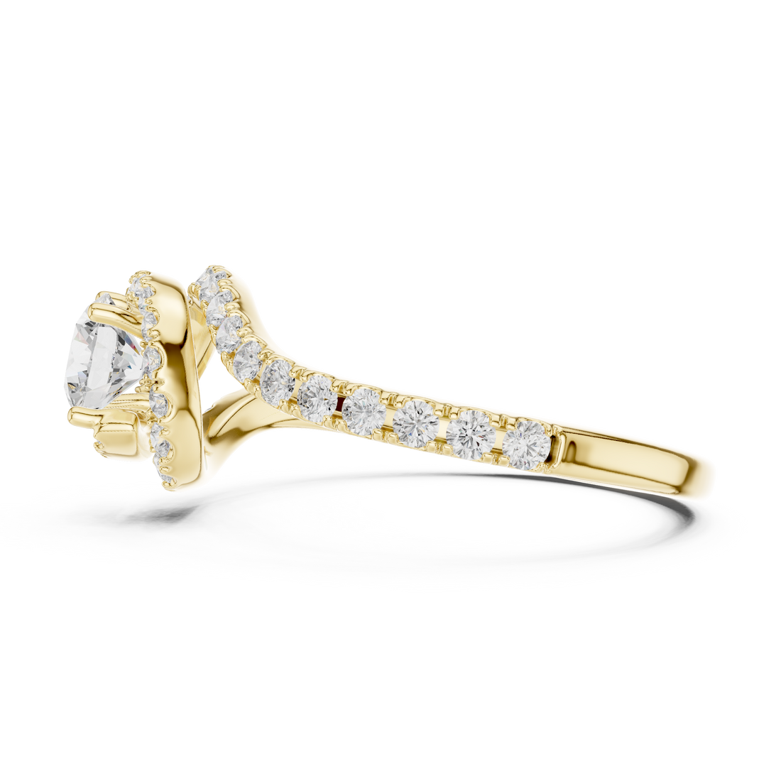 Swirl Pavé Diamond Solitaire Engagement Ring