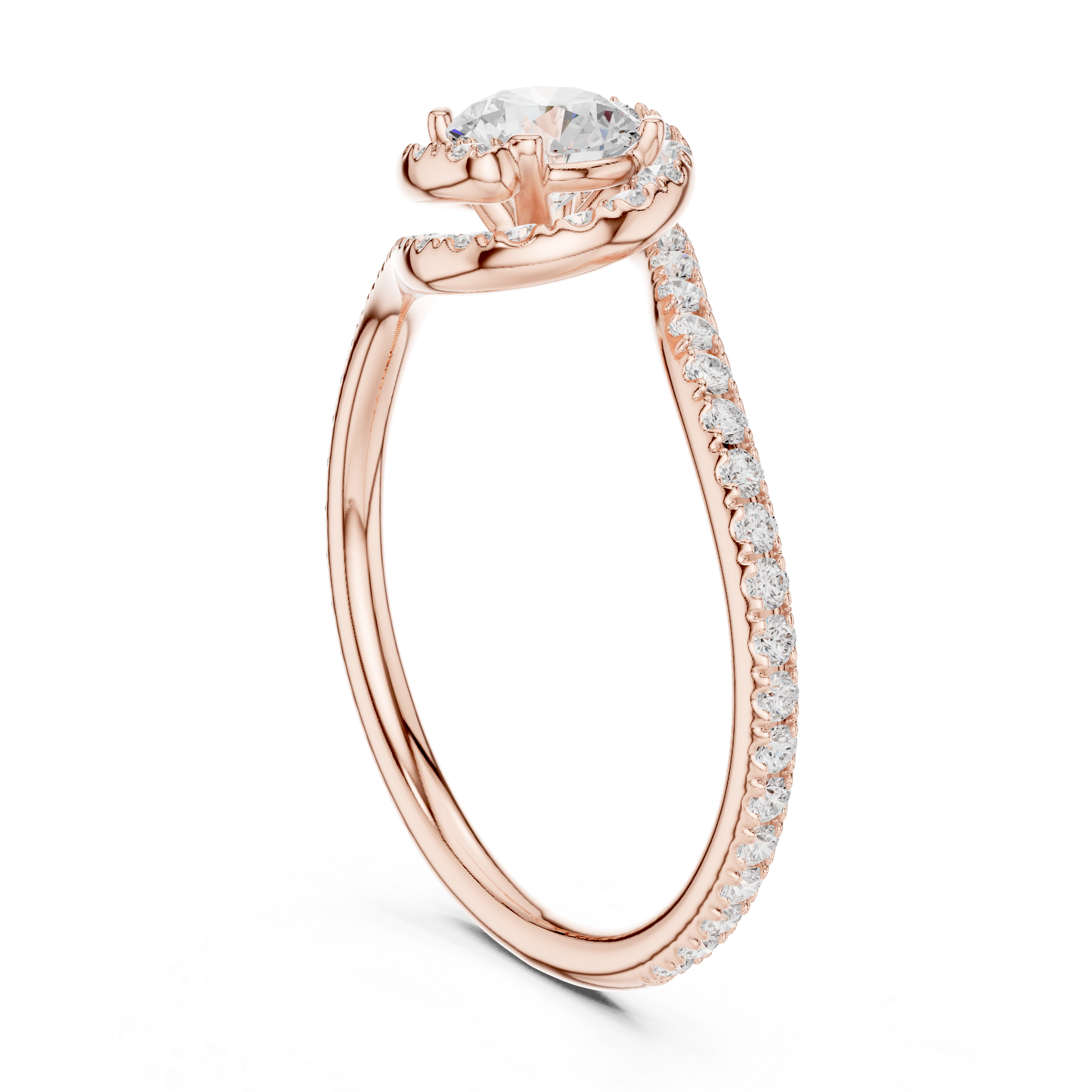 Twisted Pavé Diamond Solitaire Ring