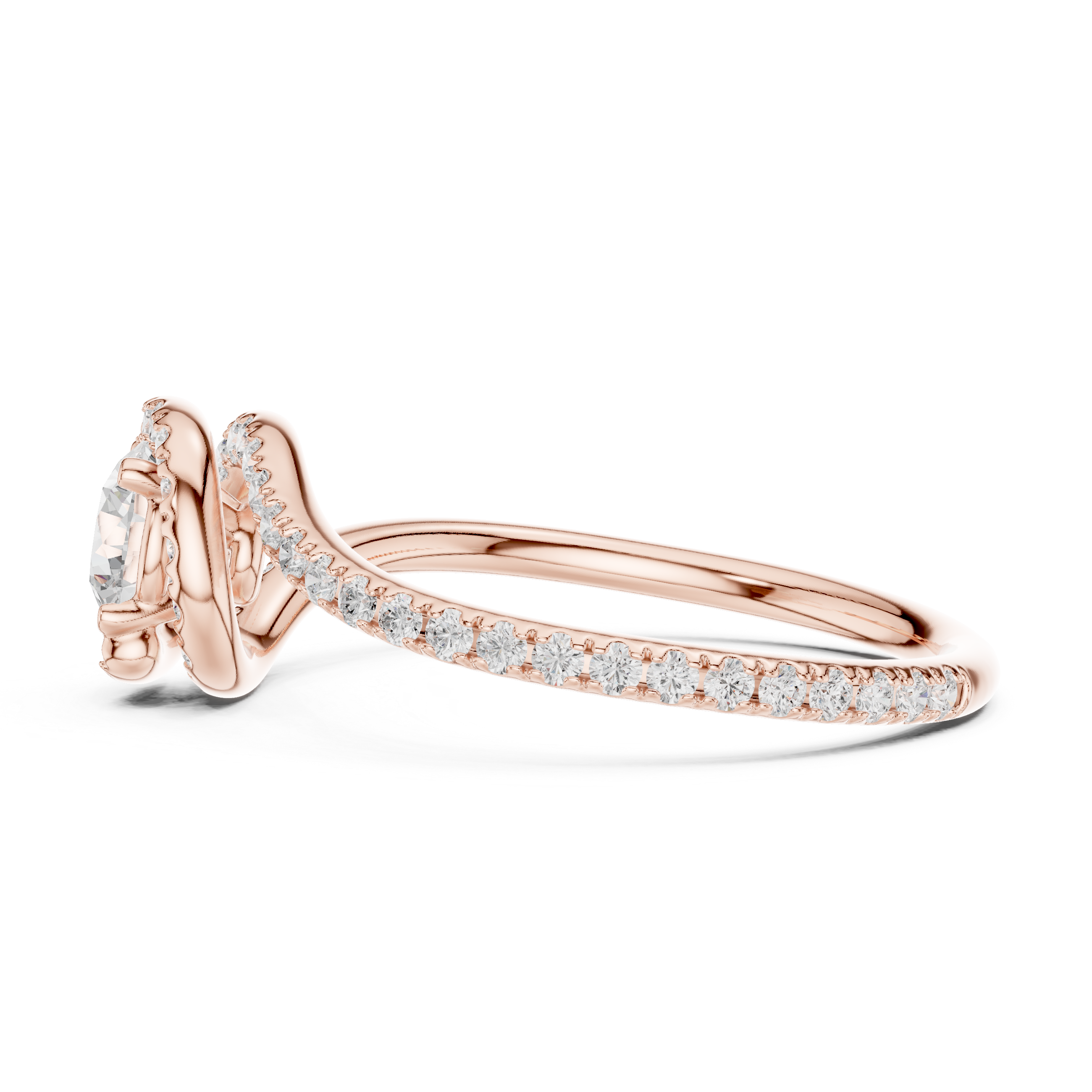 Twisted Pavé Diamond Solitaire Ring