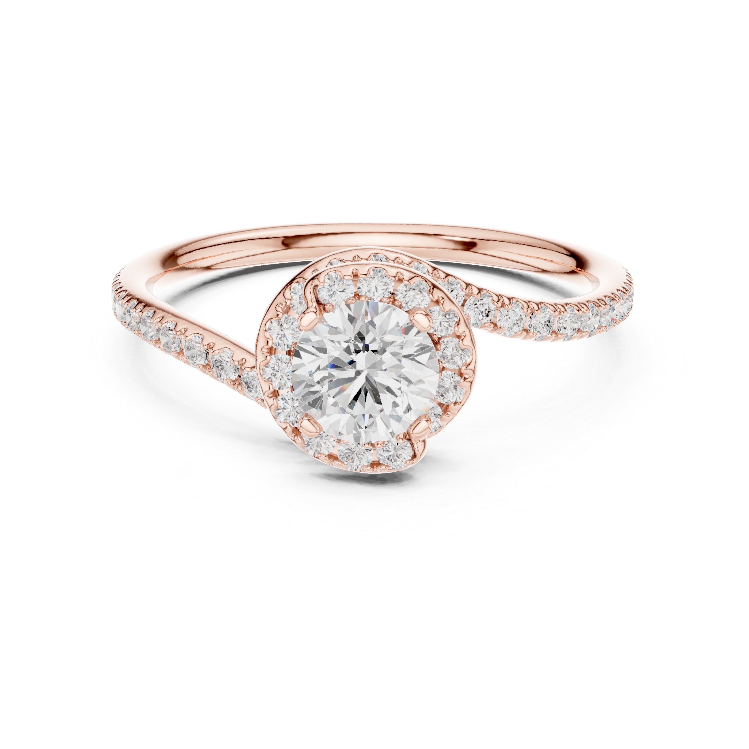 Twisted Pavé Diamond Solitaire Ring