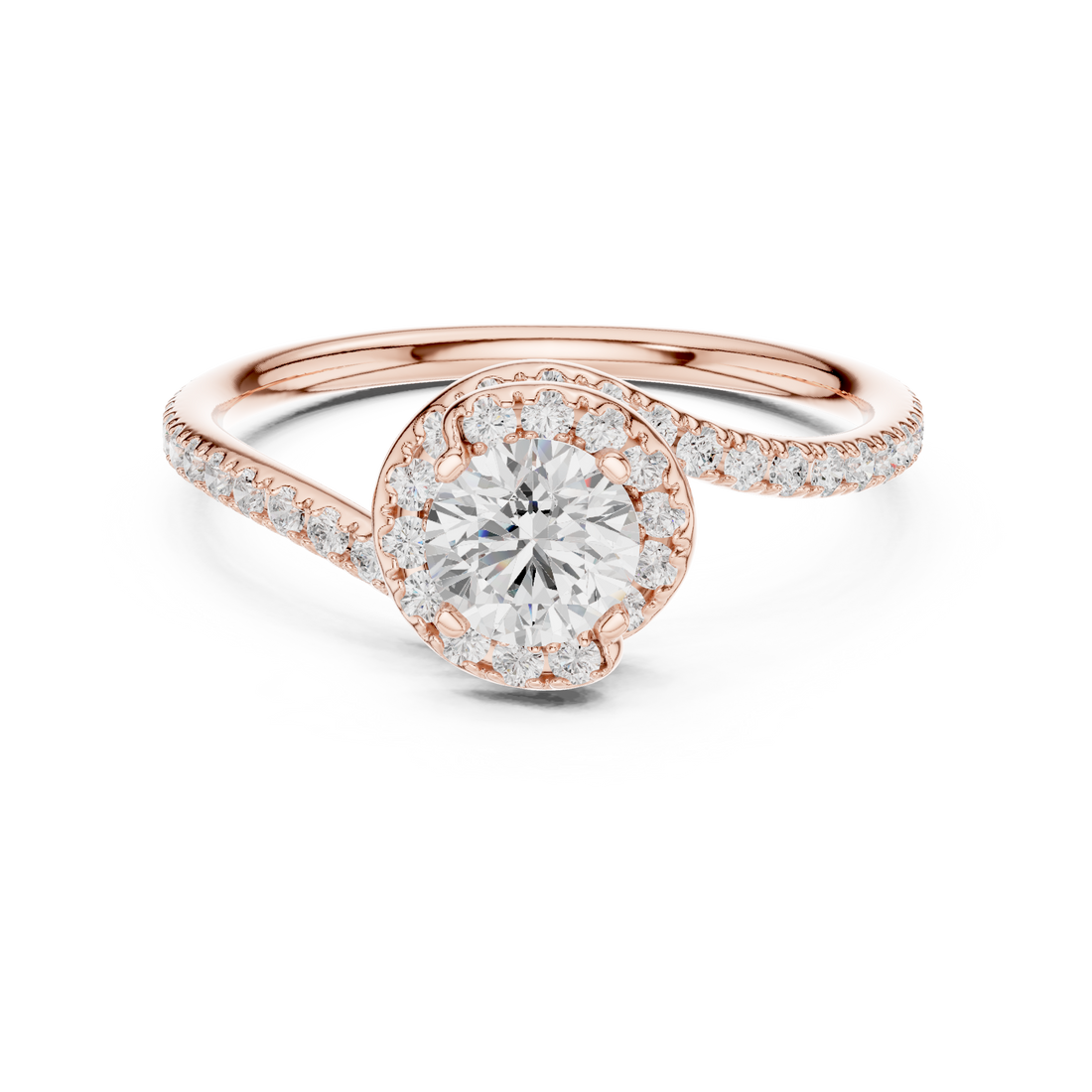 Twisted Pavé Diamond Solitaire Ring