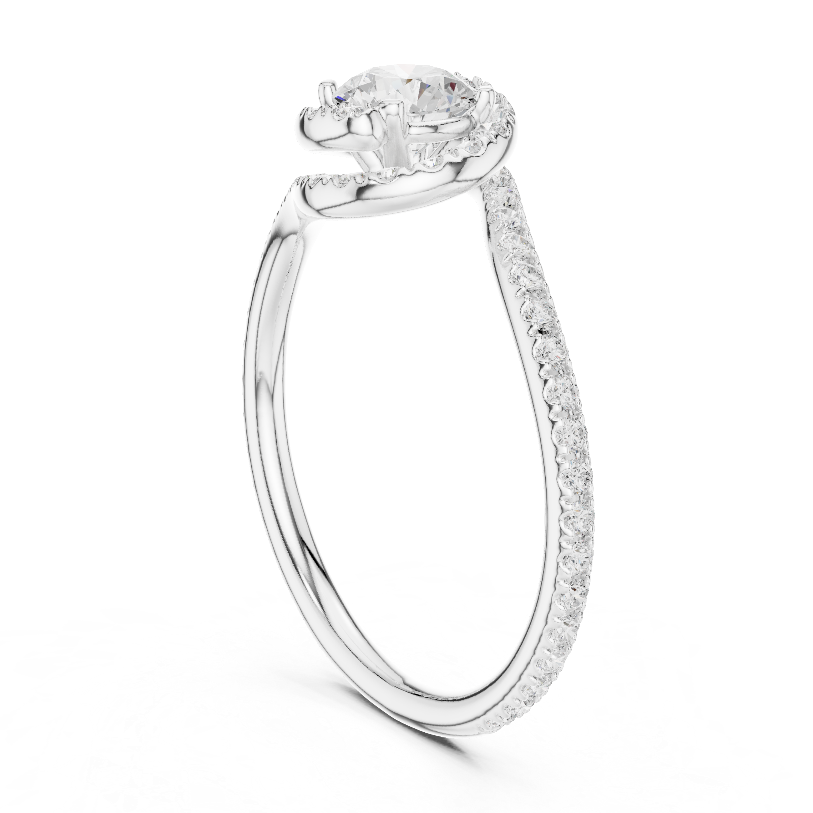 Twisted Pavé Diamond Solitaire Ring