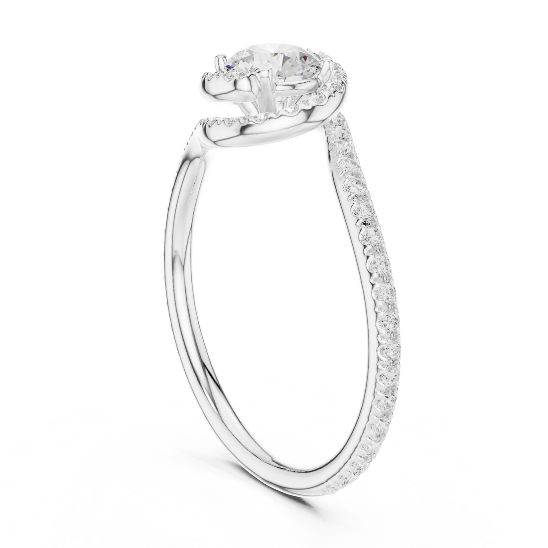 Twisted Pavé Diamond Solitaire Ring