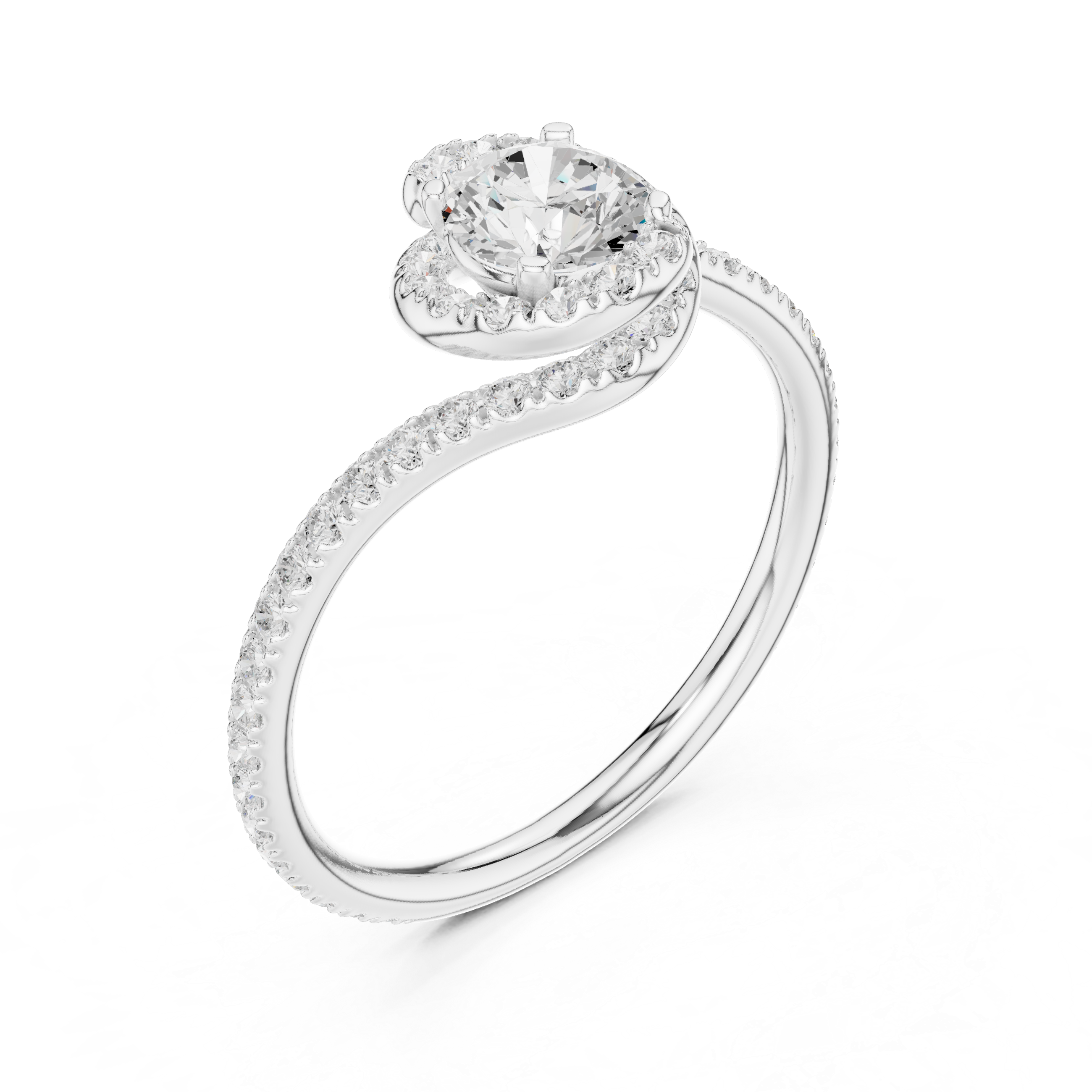 Twisted Pavé Diamond Solitaire Ring