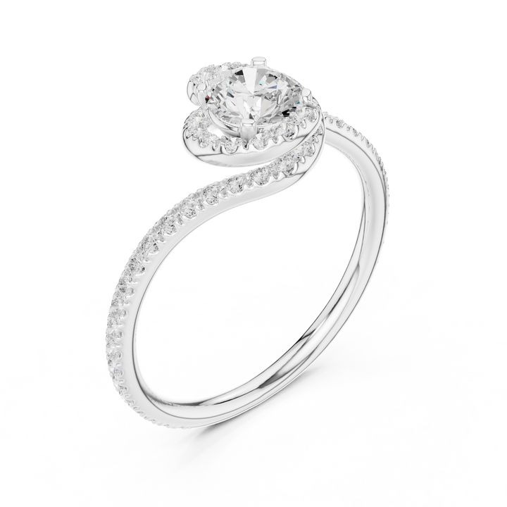 Twisted Pavé Diamond Solitaire Ring