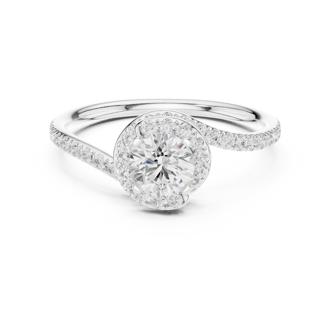 Twisted Pavé Diamond Solitaire Ring