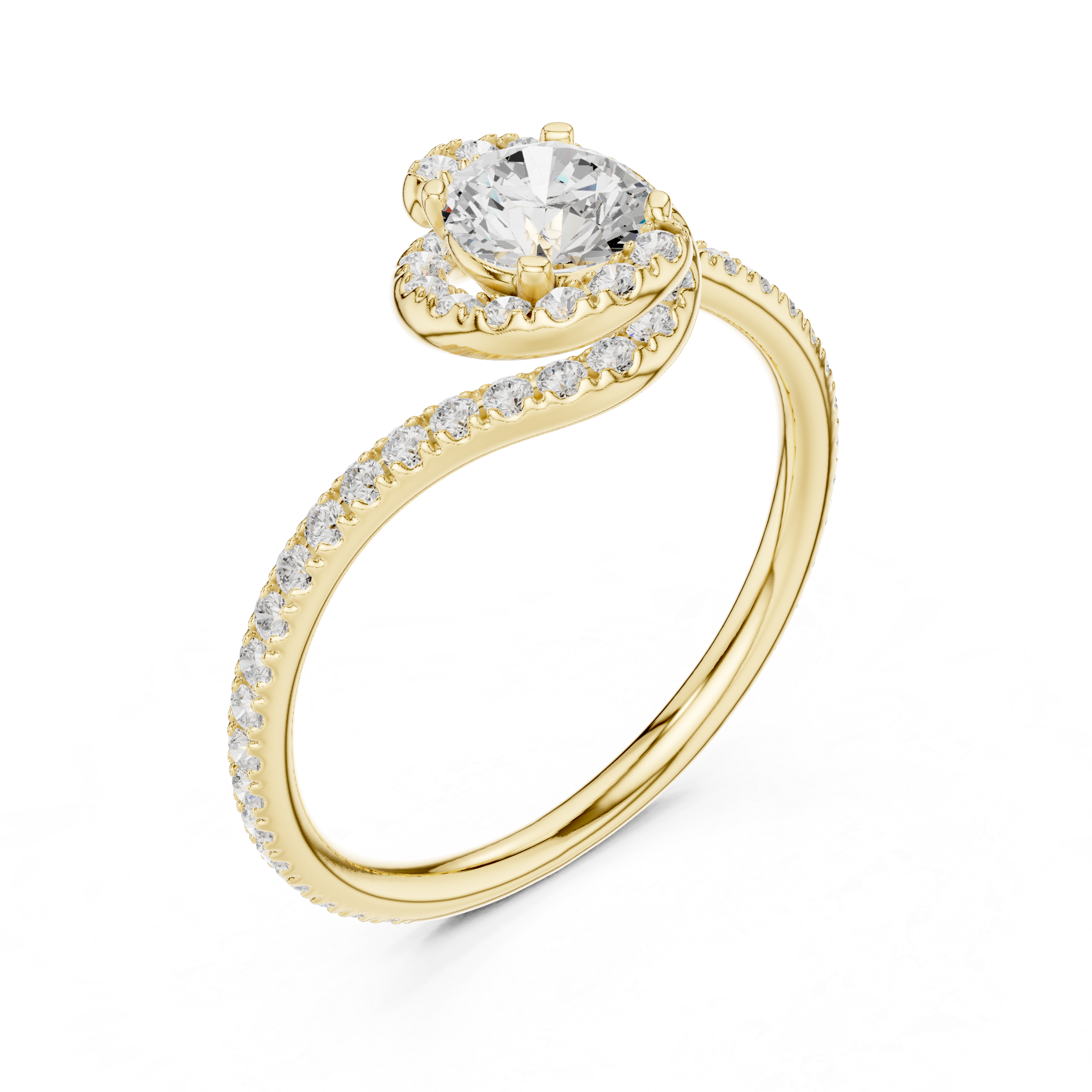 Twisted Pavé Diamond Solitaire Ring