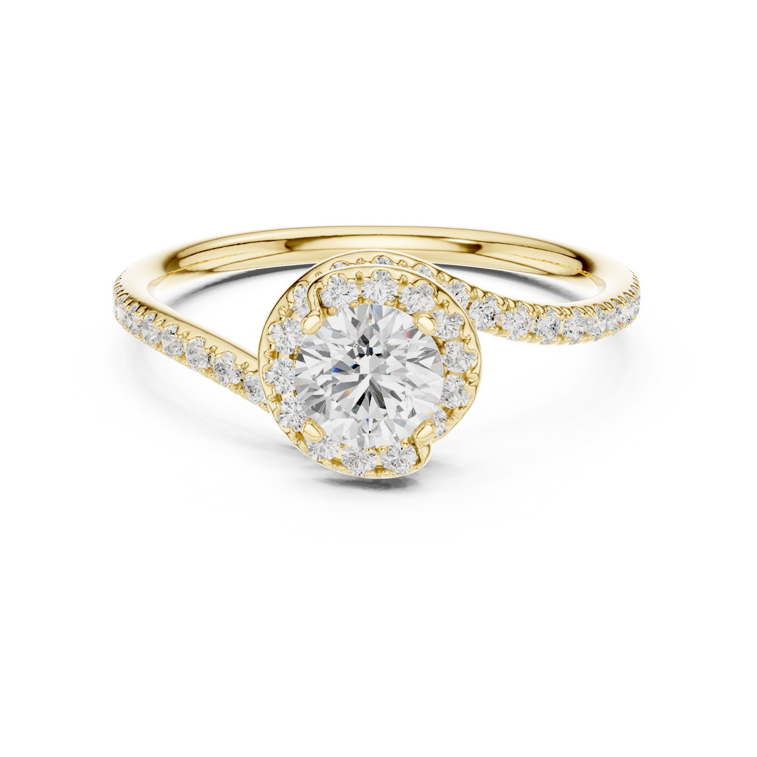 Twisted Pavé Diamond Solitaire Ring