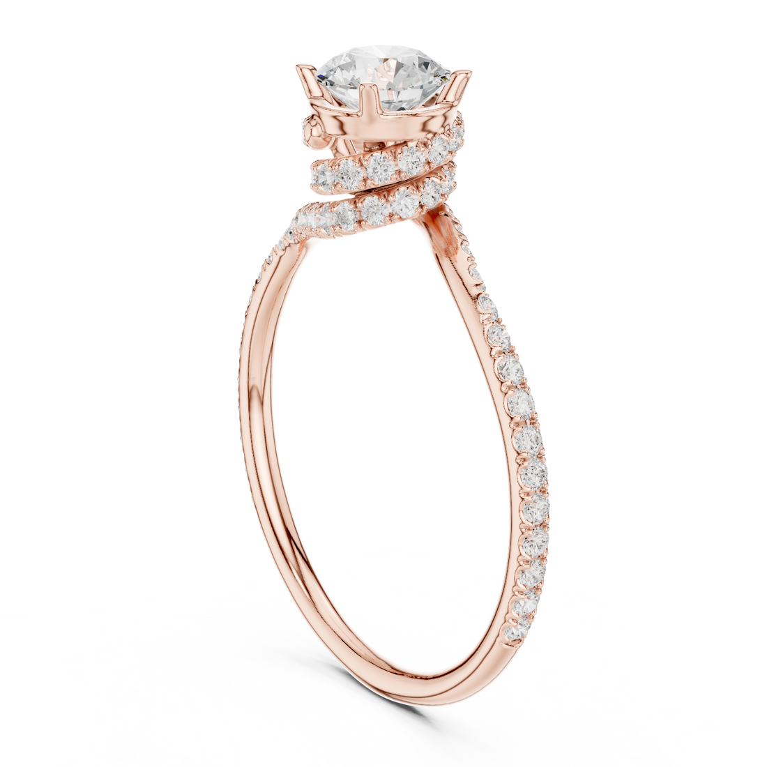 Swirl Pavé Diamond Engagement Ring