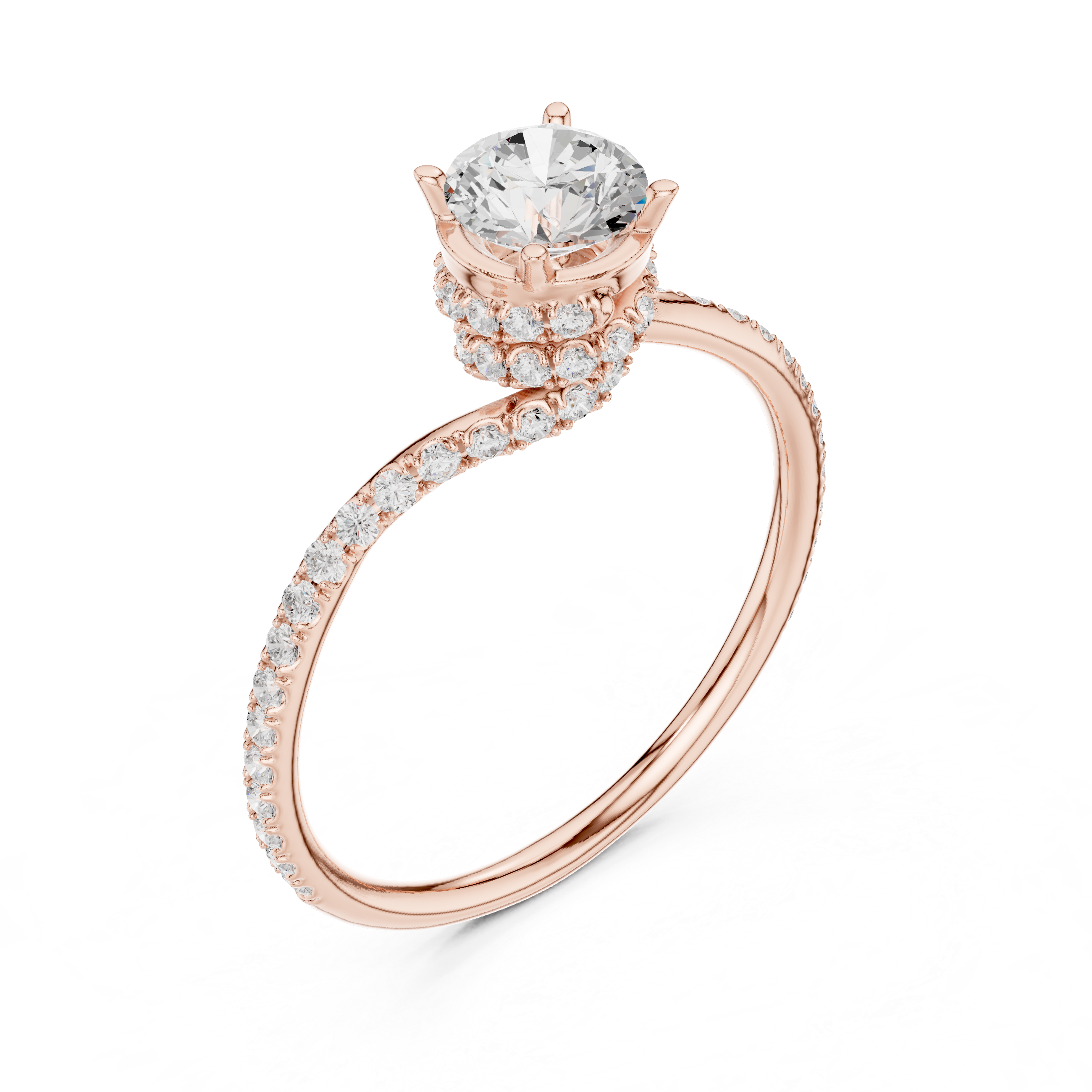 Swirl Pavé Diamond Engagement Ring