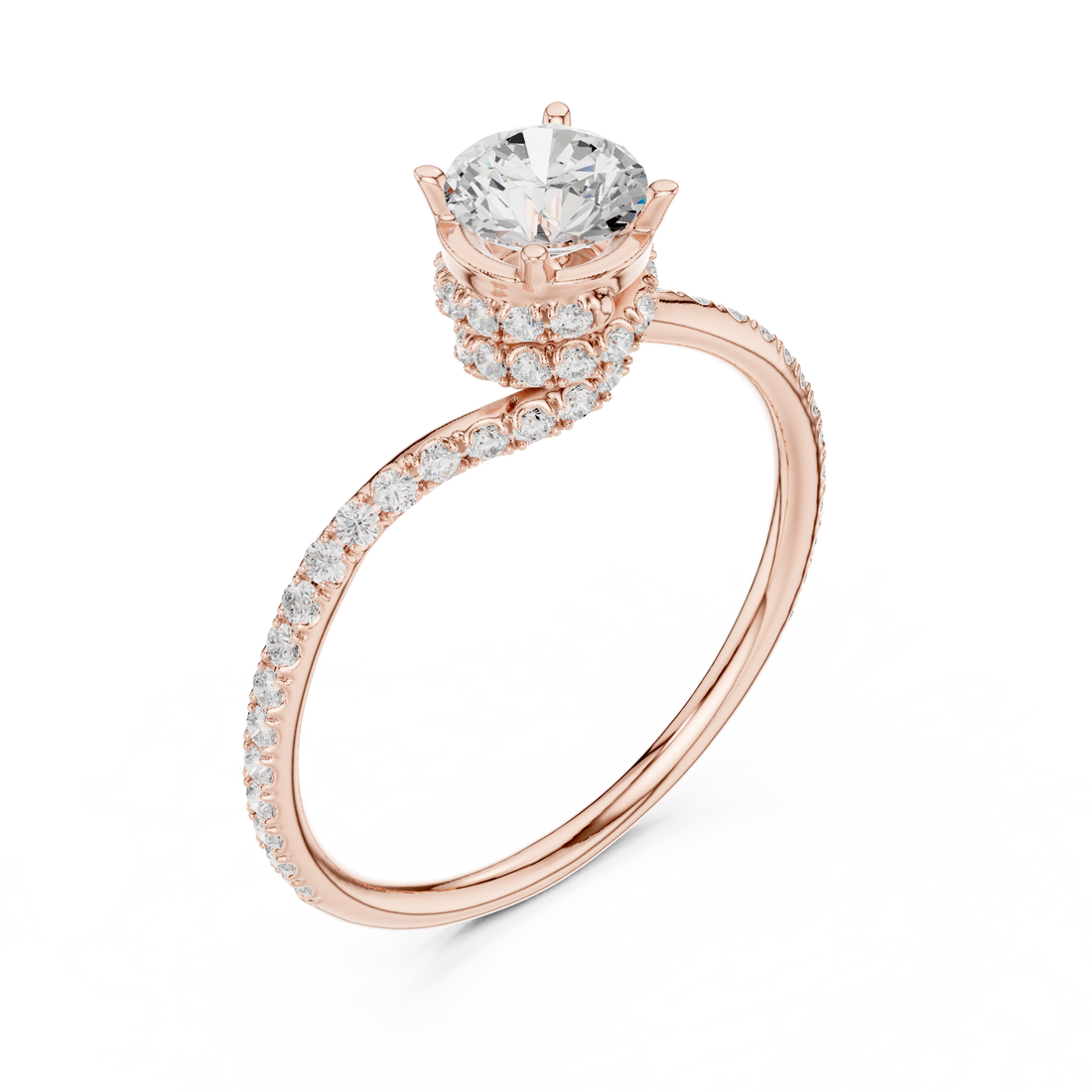 Swirl Pavé Diamond Engagement Ring