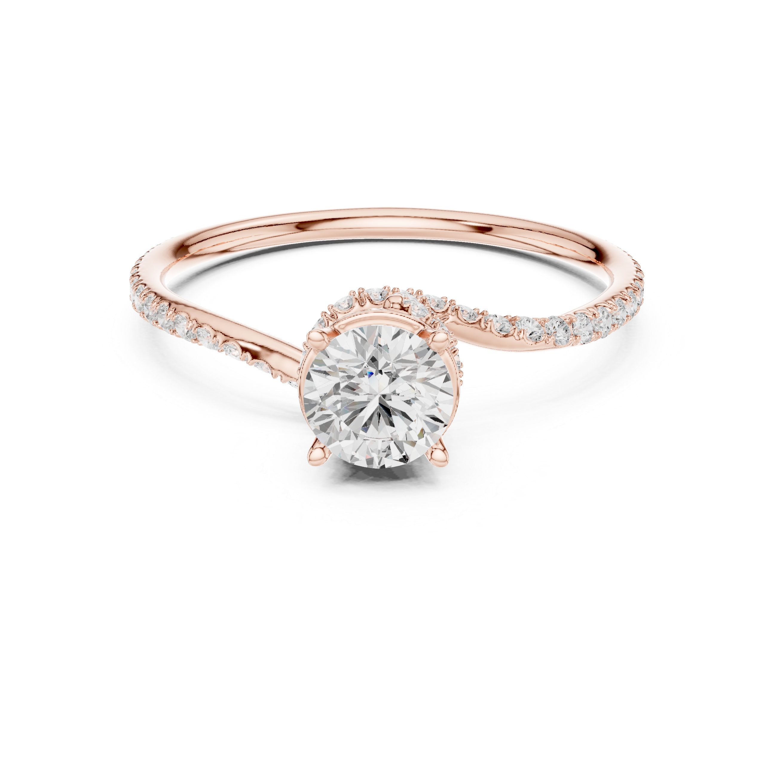 Swirl Pavé Diamond Engagement Ring