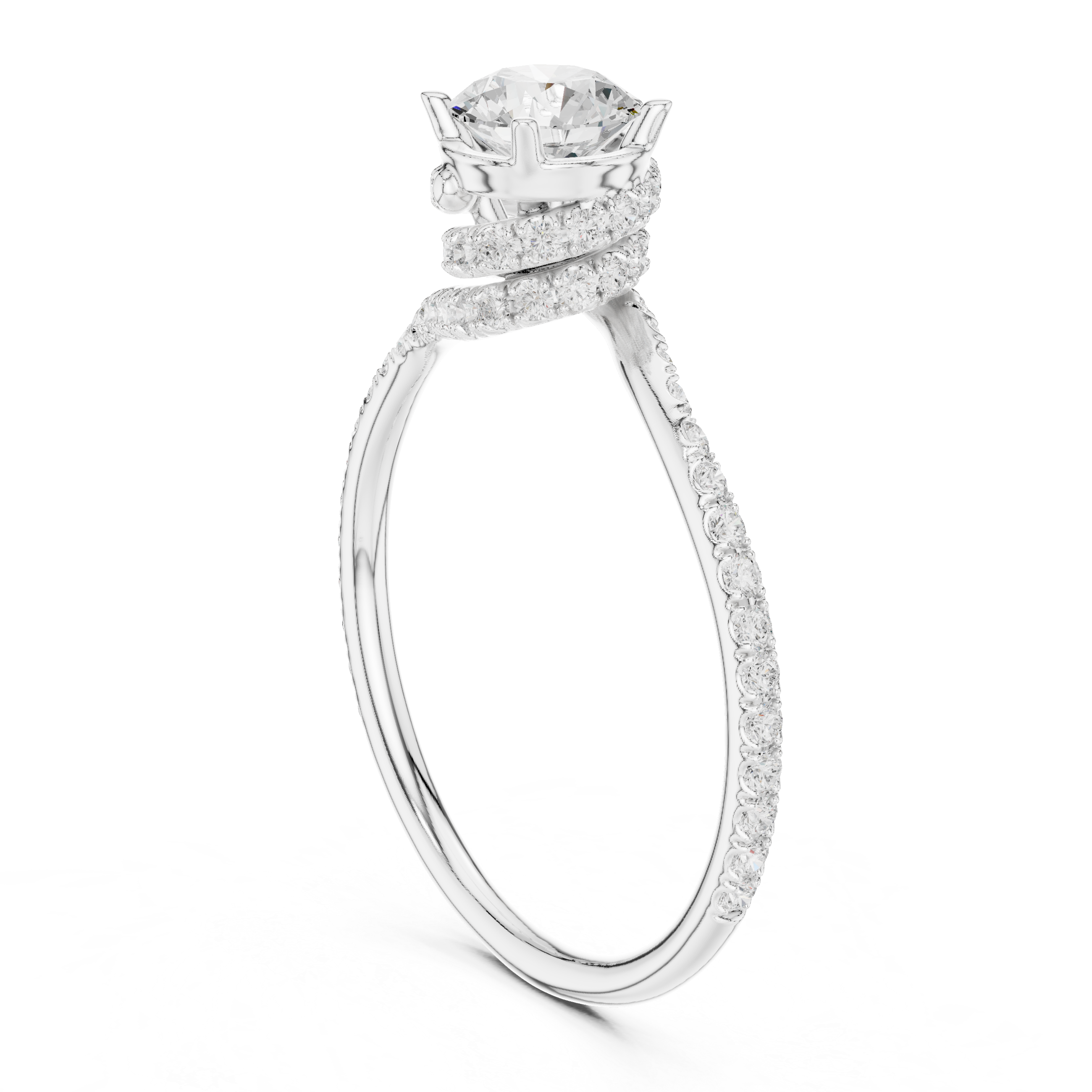 Swirl Pavé Diamond Engagement Ring