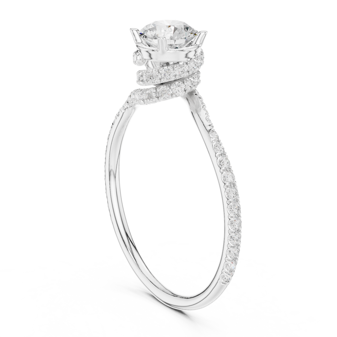 Swirl Pavé Diamond Engagement Ring