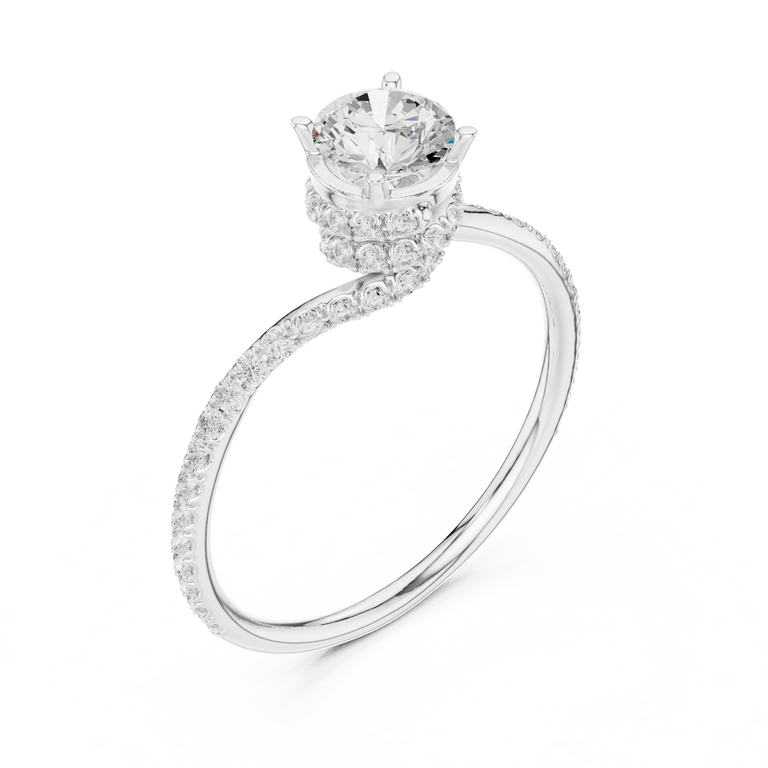Swirl Pavé Diamond Engagement Ring