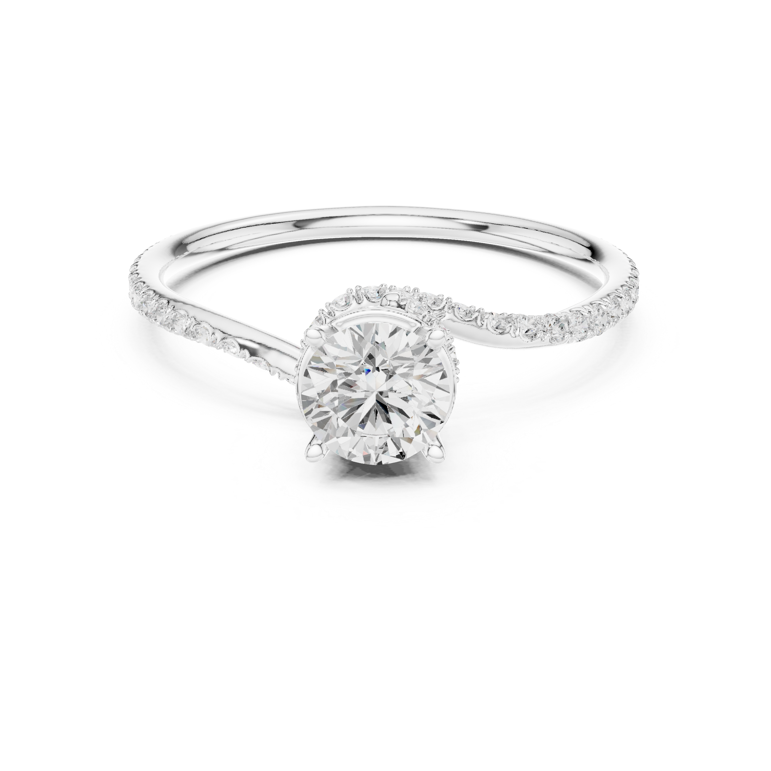 Swirl Pavé Diamond Engagement Ring