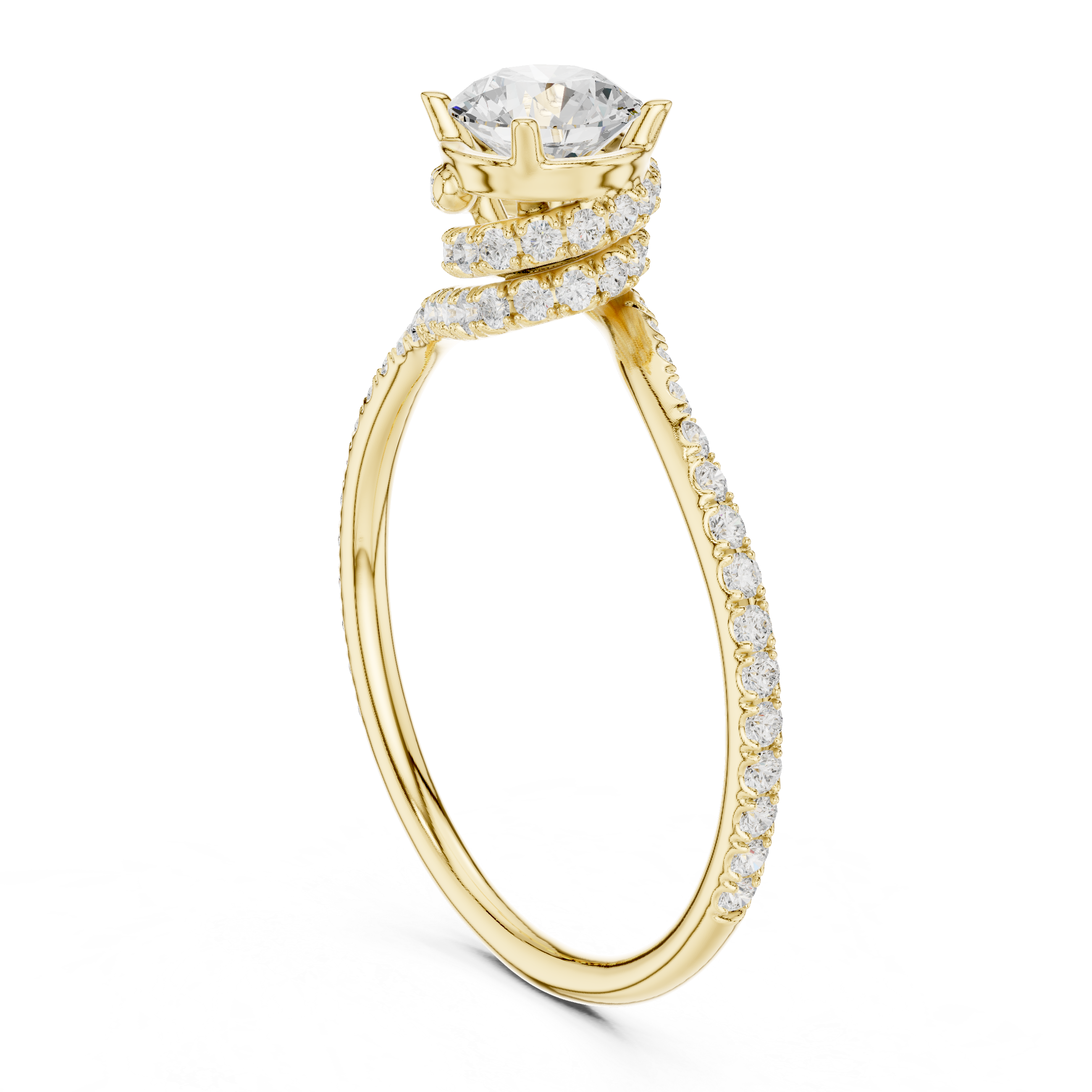 Swirl Pavé Diamond Engagement Ring