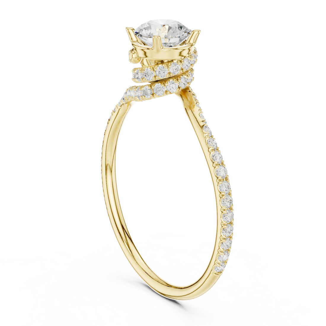 Swirl Pavé Diamond Engagement Ring
