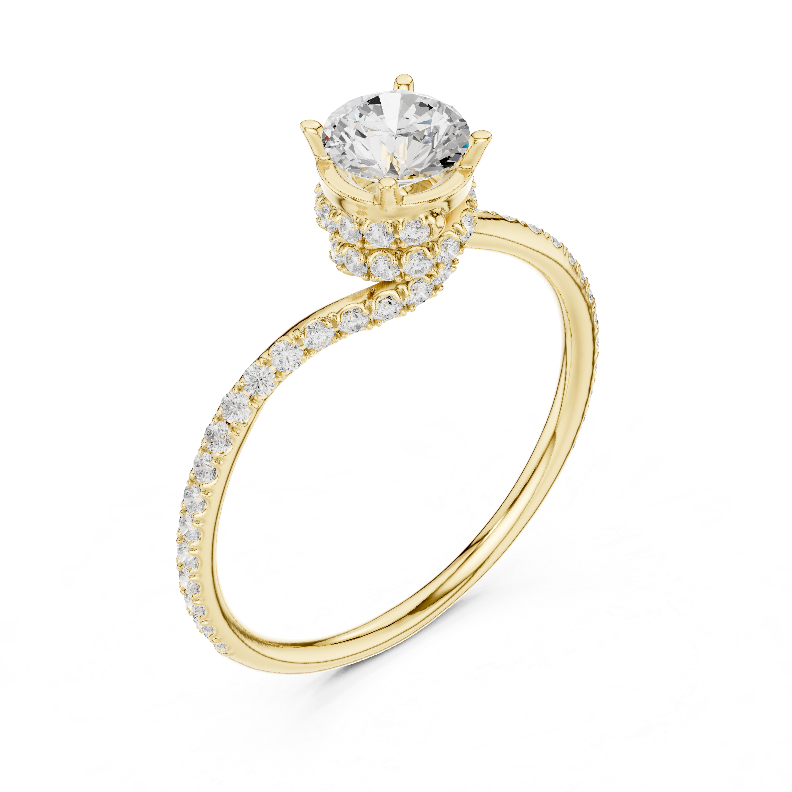 Swirl Pavé Diamond Engagement Ring