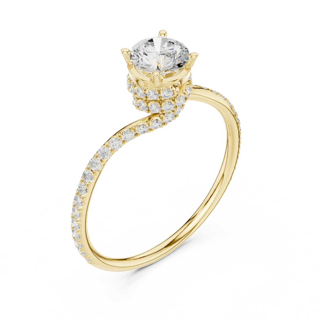 Swirl Pavé Diamond Engagement Ring
