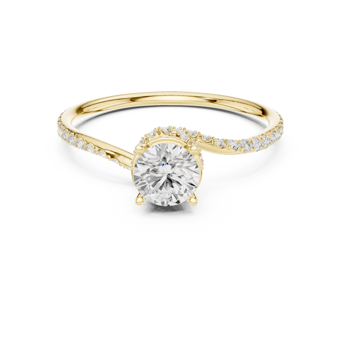 Swirl Pavé Diamond Engagement Ring