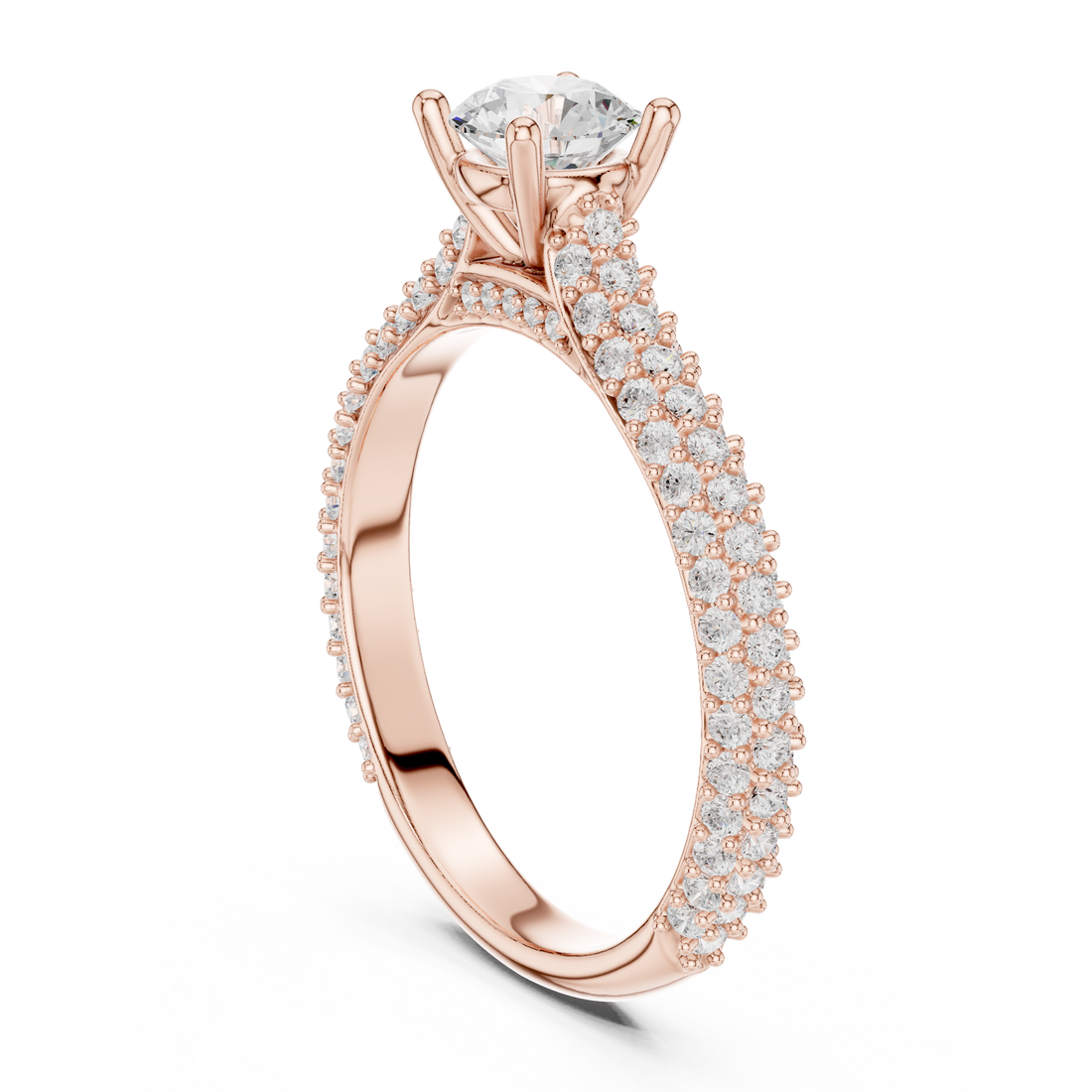 Double Pavé Swirl Diamond Engagement Ring