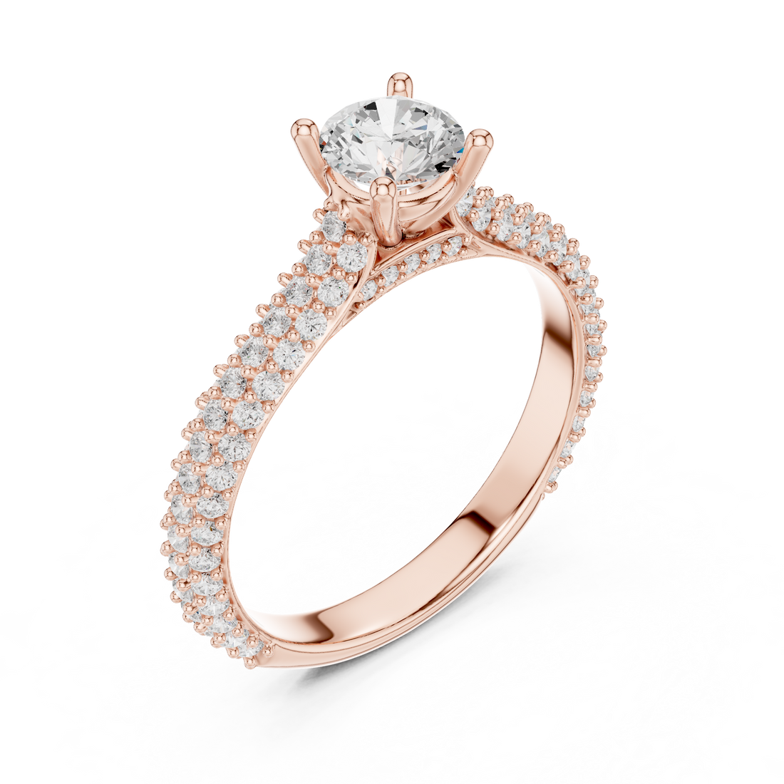 Double Pavé Swirl Diamond Engagement Ring