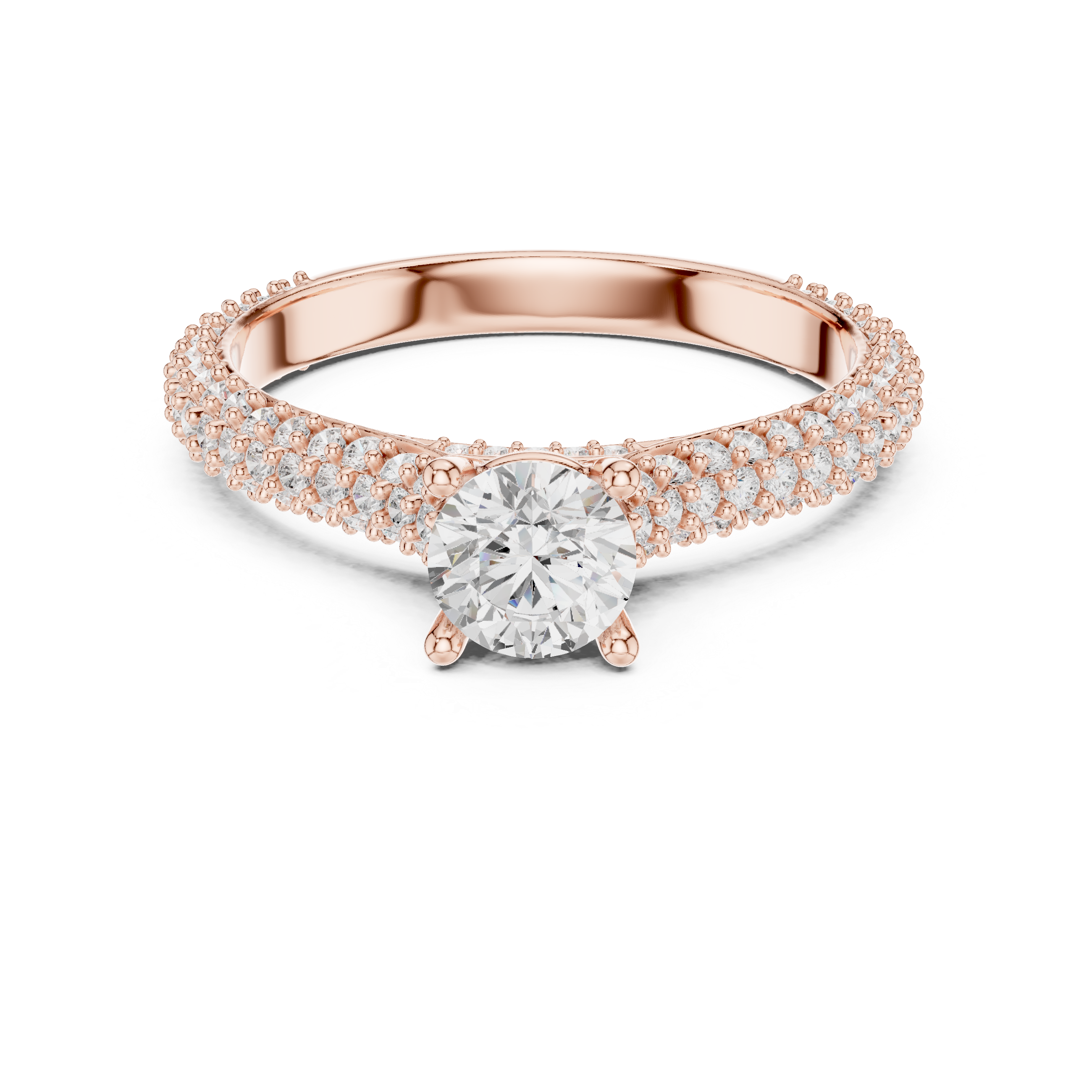 Double Pavé Swirl Diamond Engagement Ring