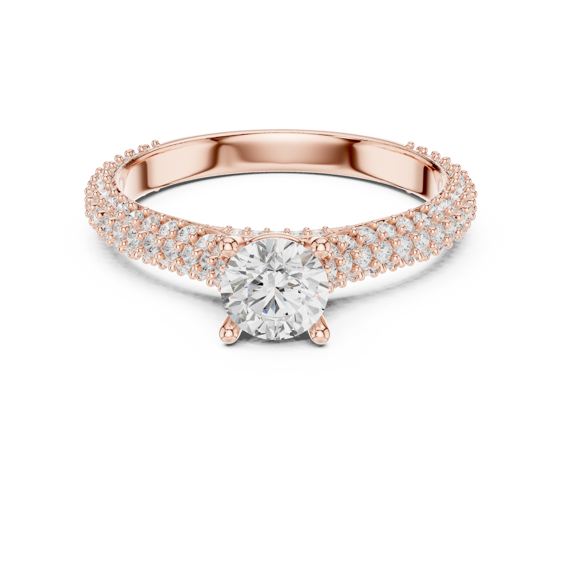 Double Pavé Swirl Diamond Engagement Ring